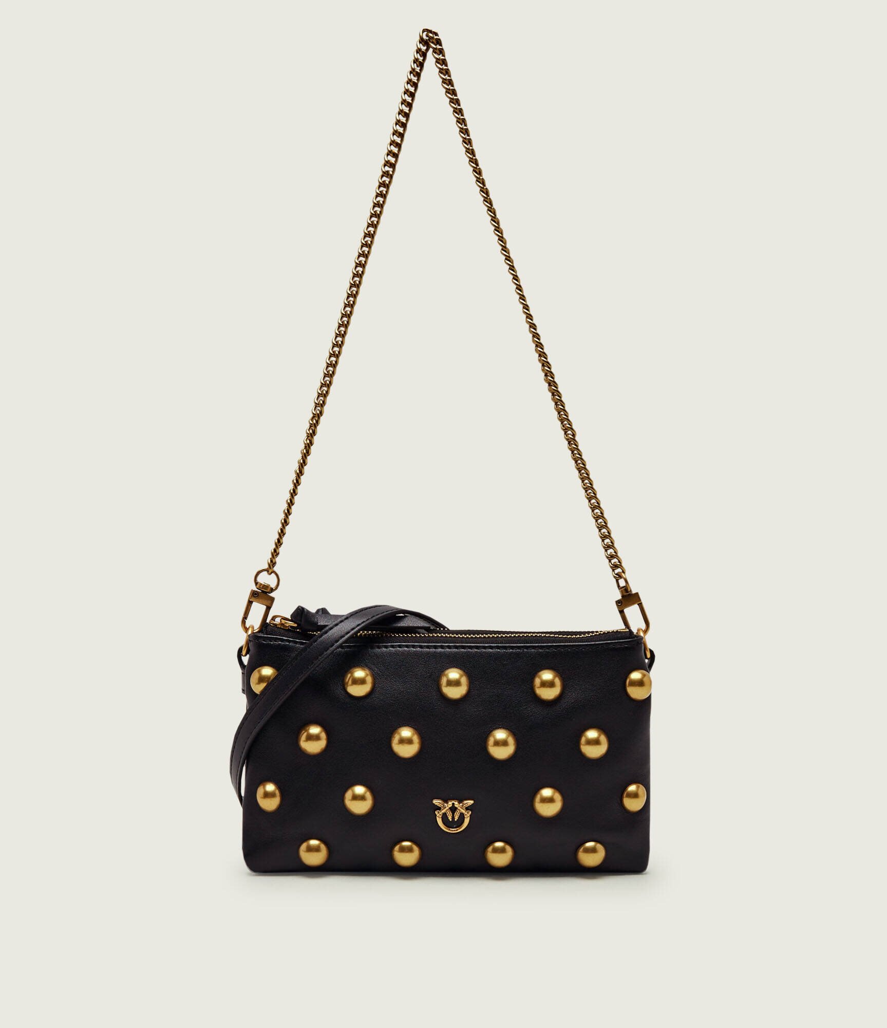 Pinko De piele geantă pe umăr Double Mini Full Studs