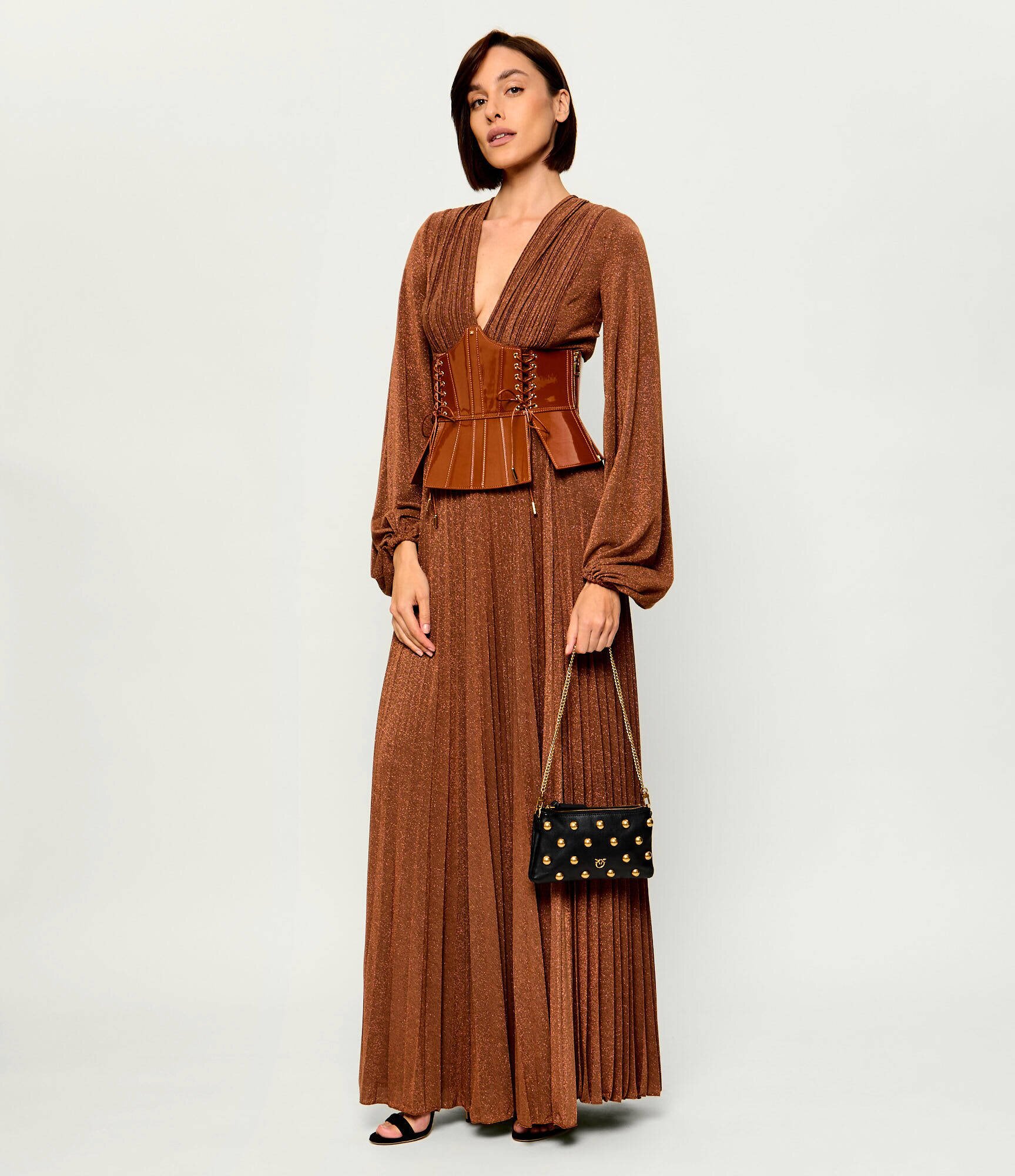 Pinko De piele geantă pe umăr Double Mini Full Studs