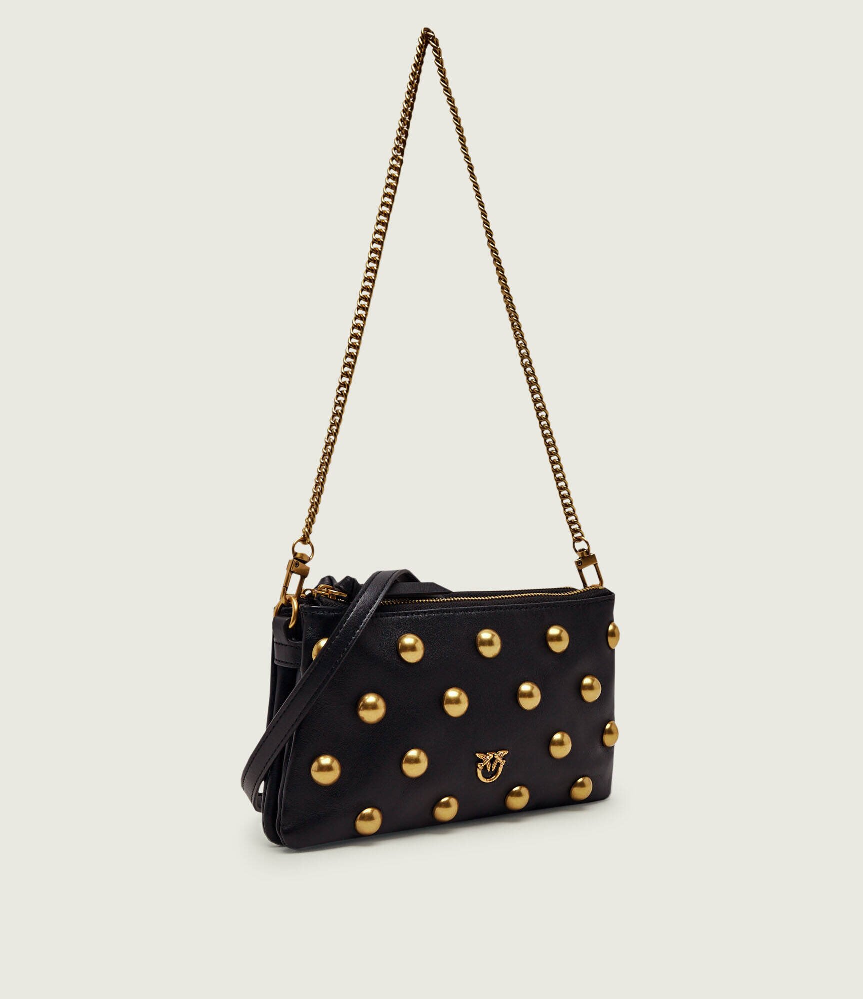 Pinko De piele geantă pe umăr Double Mini Full Studs