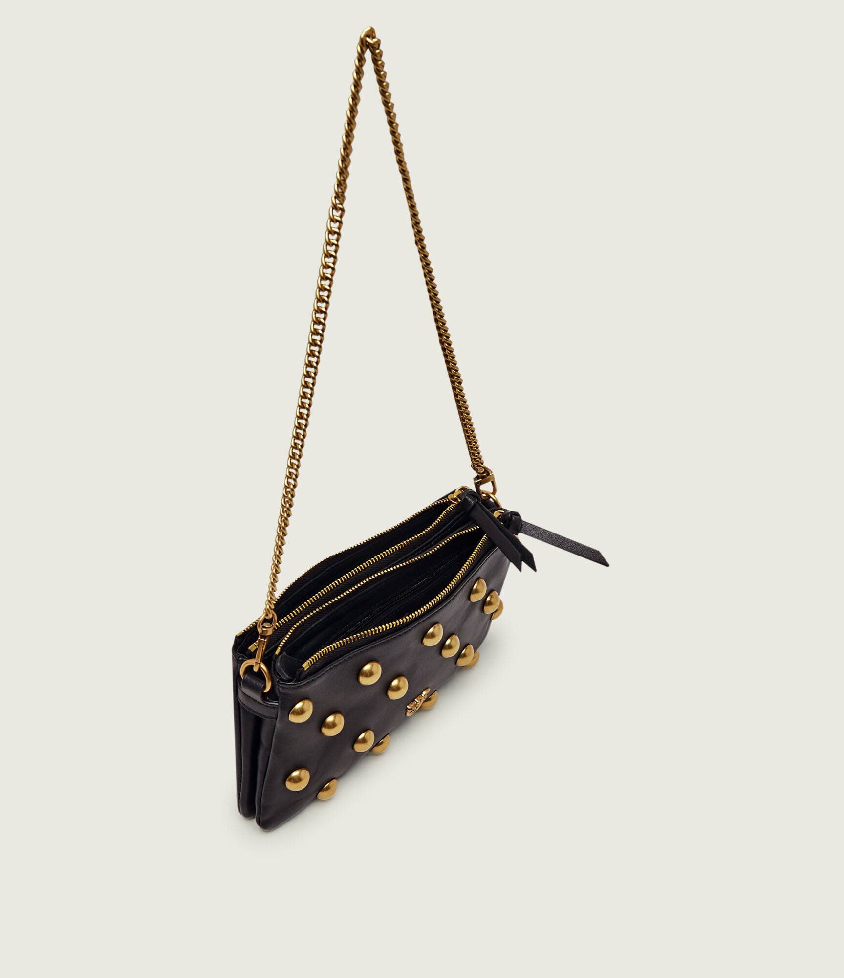 Pinko De piele geantă pe umăr Double Mini Full Studs