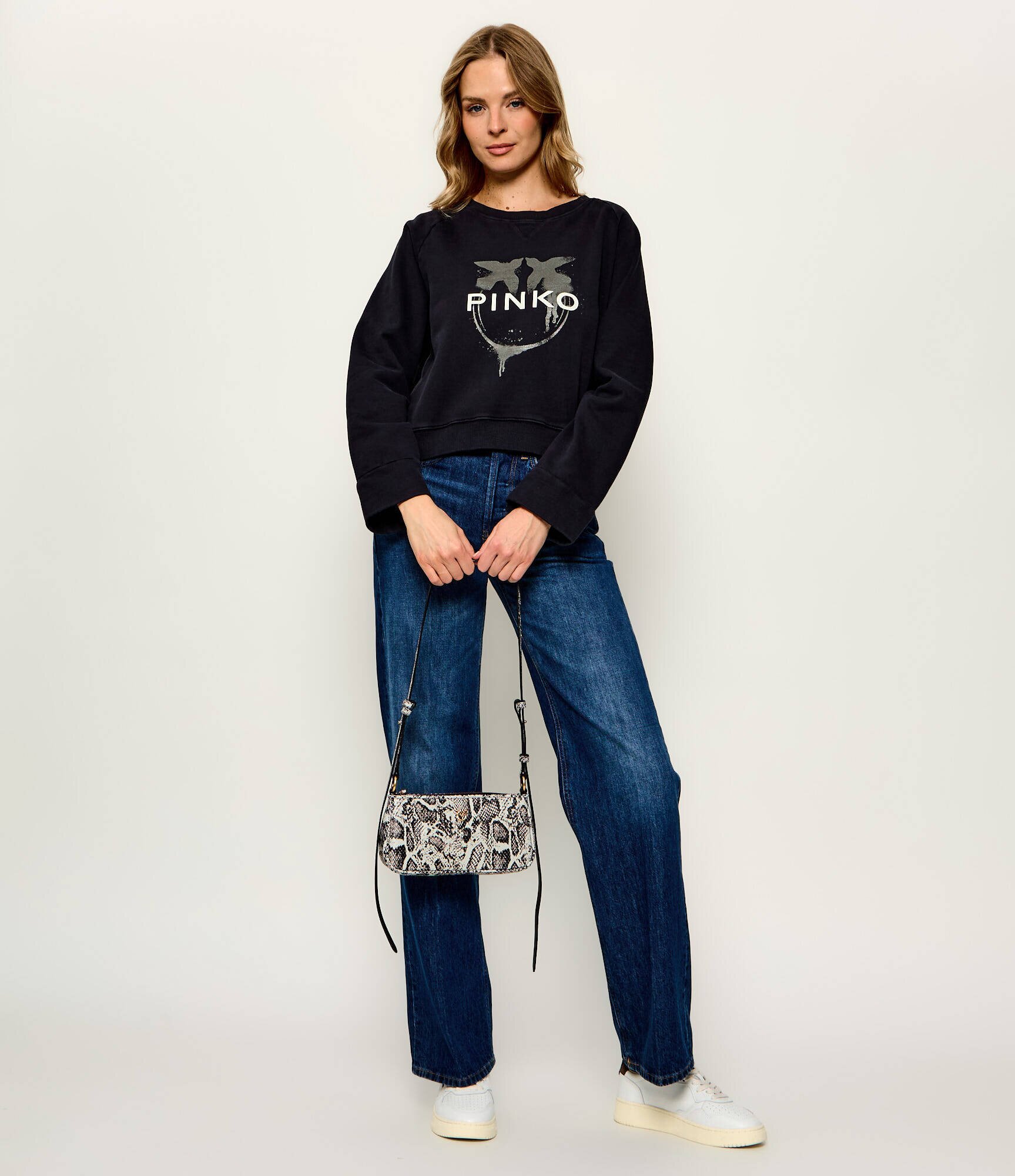 Pinko De piele geantă pe umăr Half Moon Horizontal Mini