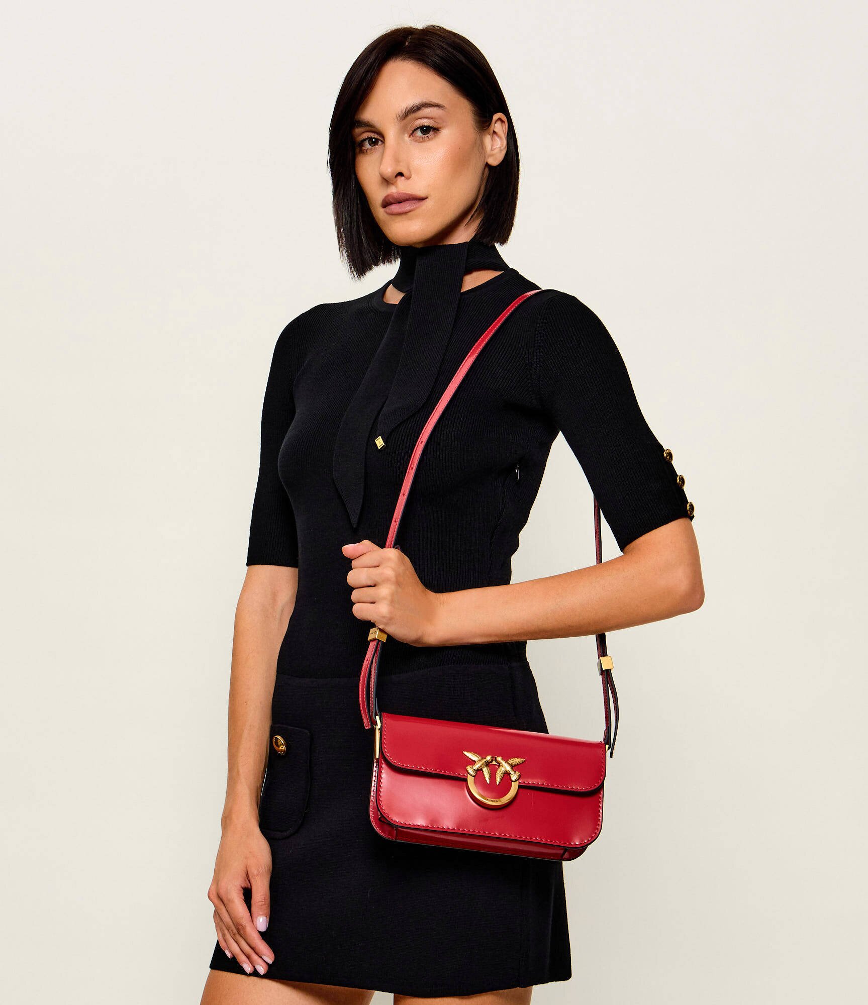 Pinko De piele geantă pe umăr Love Box Horizontal