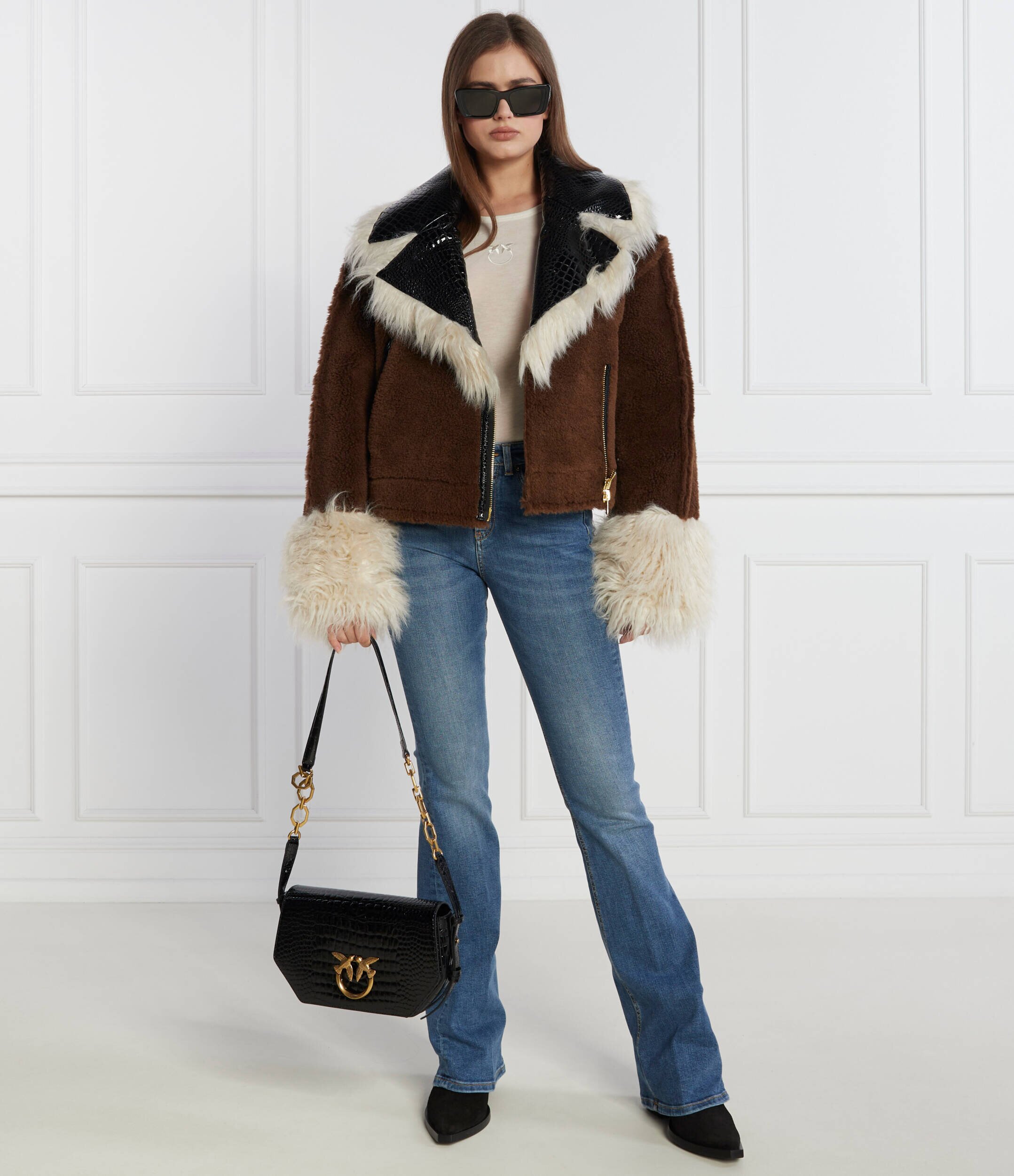 Pinko De piele geantă pe umăr Love Click Exagon Classic