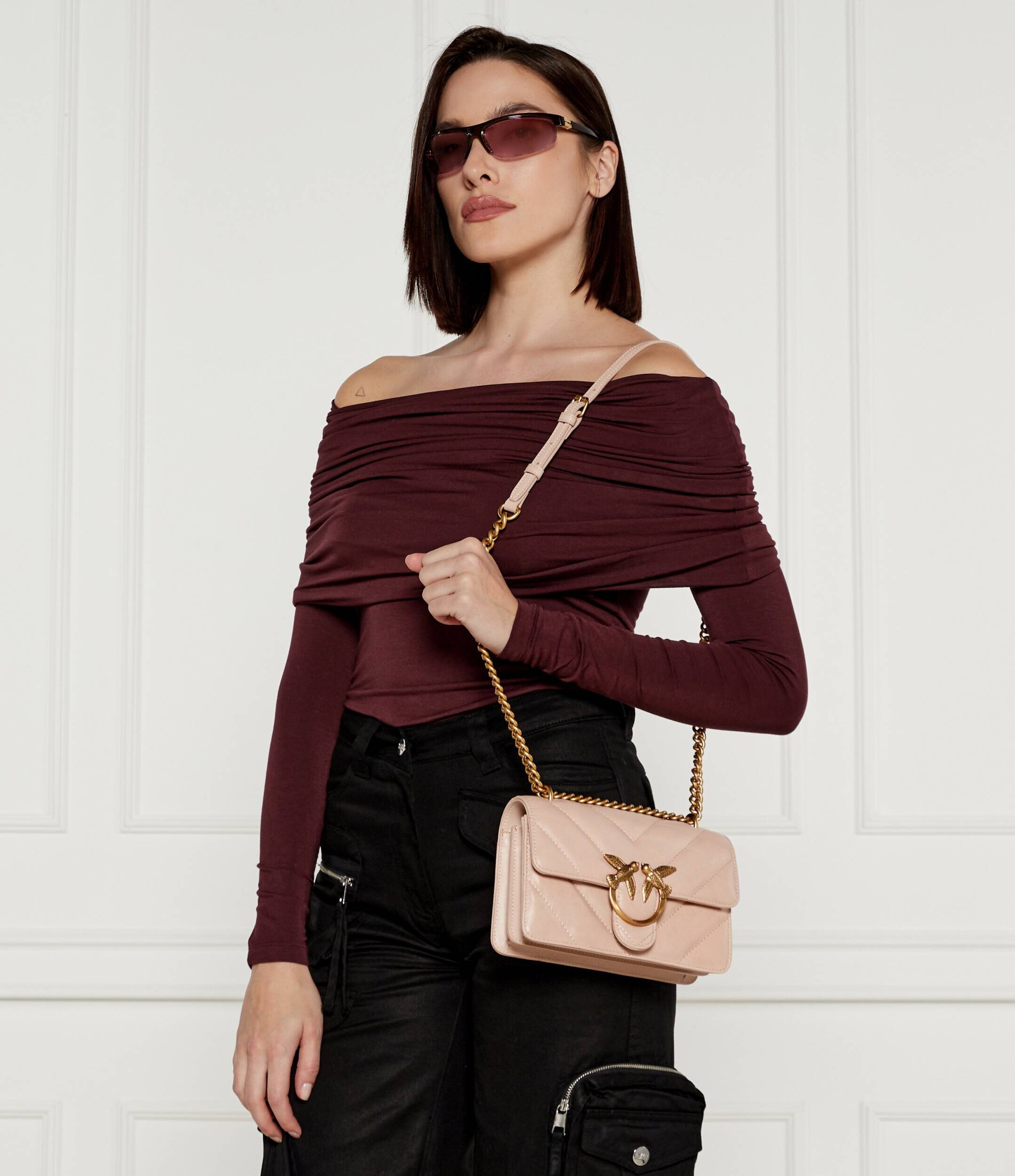 Pinko De piele geantă pe umăr Love One Mini Dc