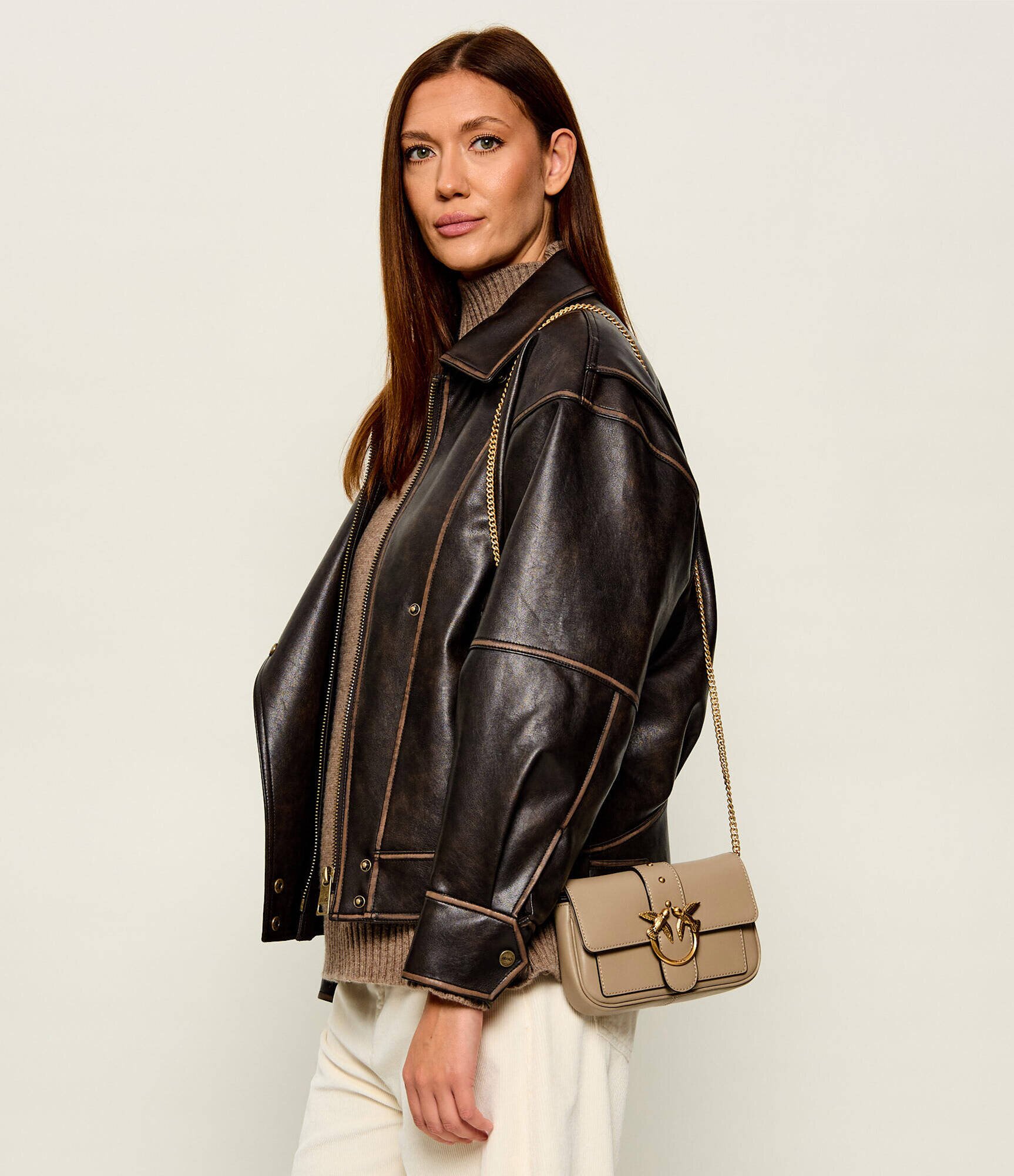 Pinko De piele geantă pe umăr Love One Pocket