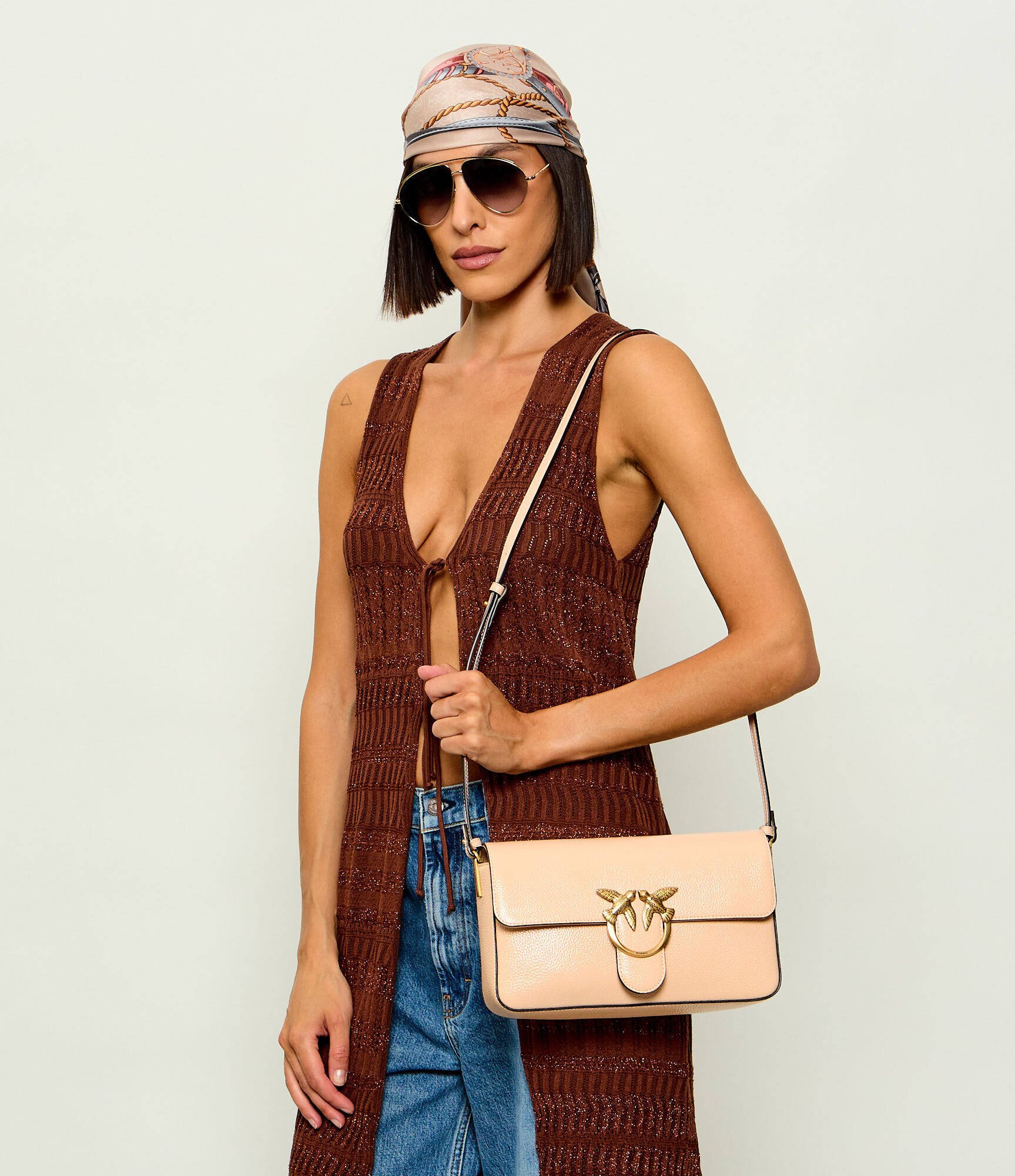 Pinko De piele geantă pe umăr LOVE ONE SLOUCHY CLASSIC
