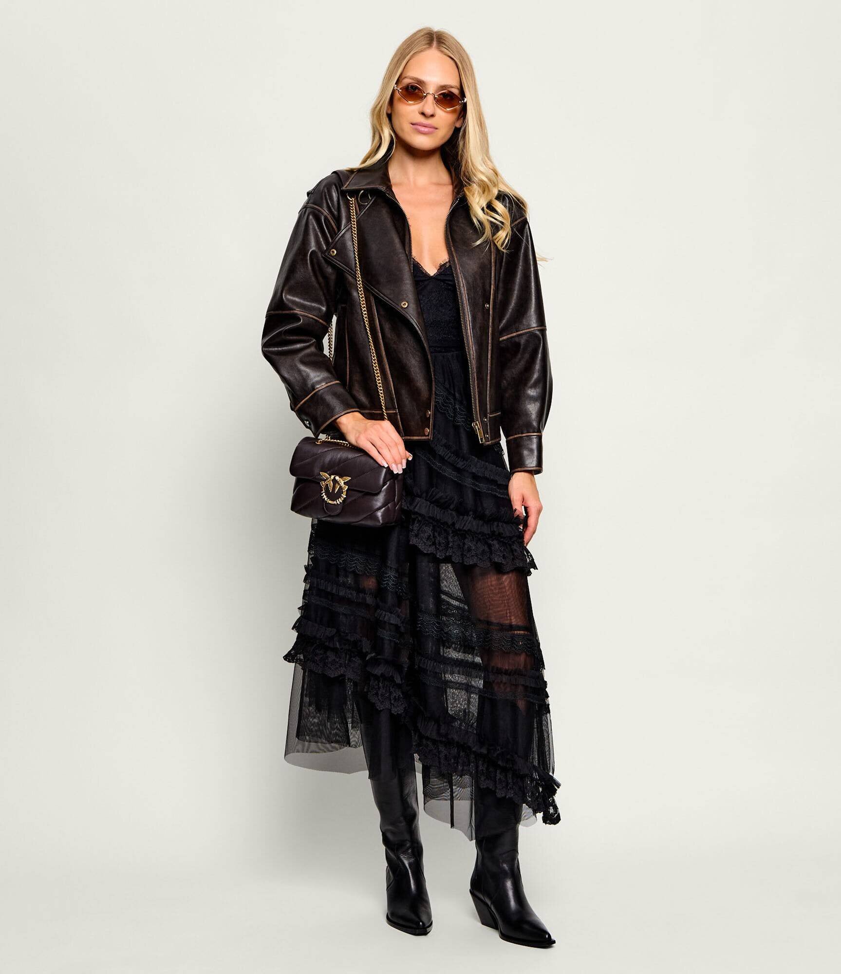 Pinko De piele geantă pe umăr Puff Mini New Buckle