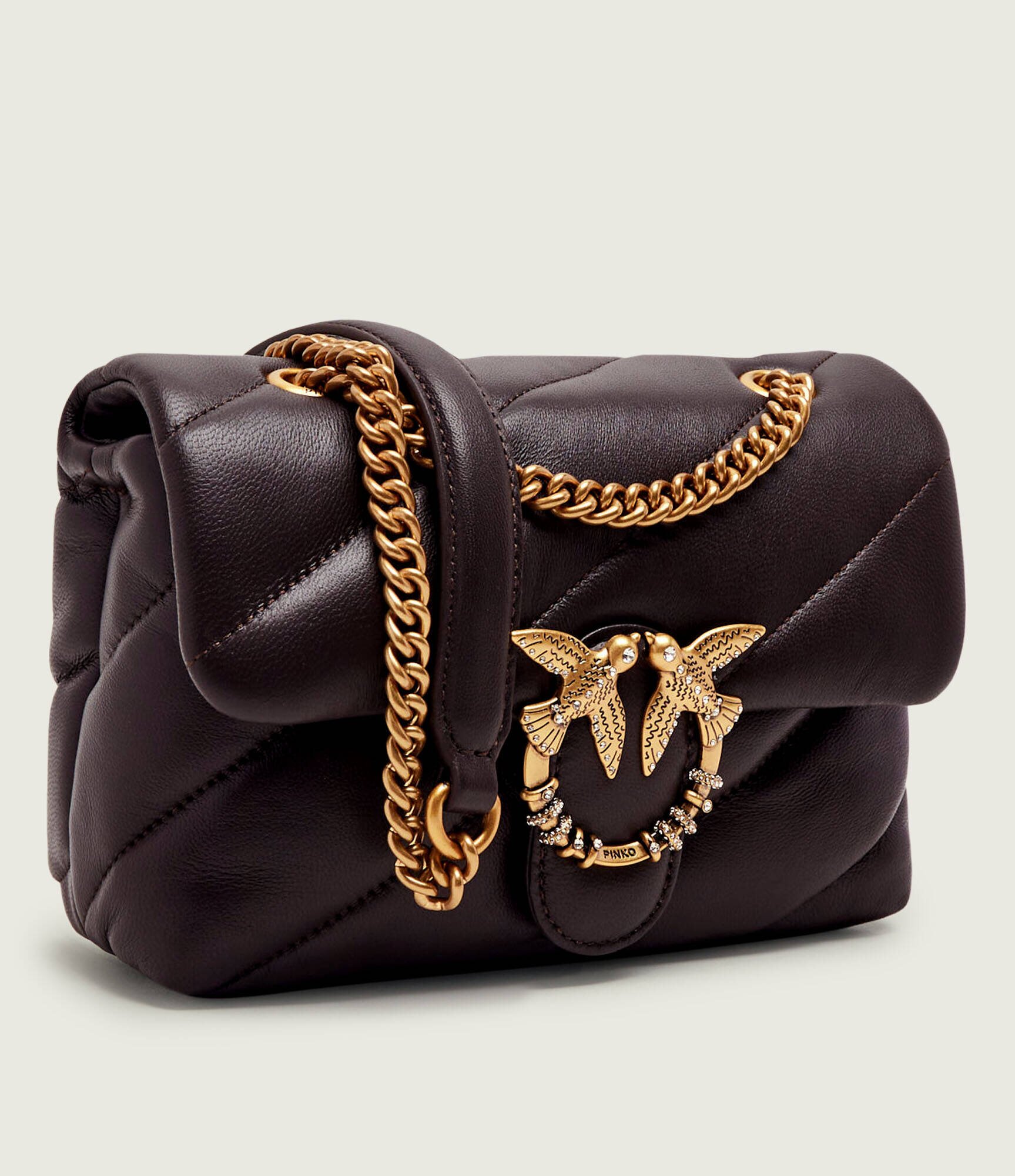 Pinko De piele geantă pe umăr Puff Mini New Buckle
