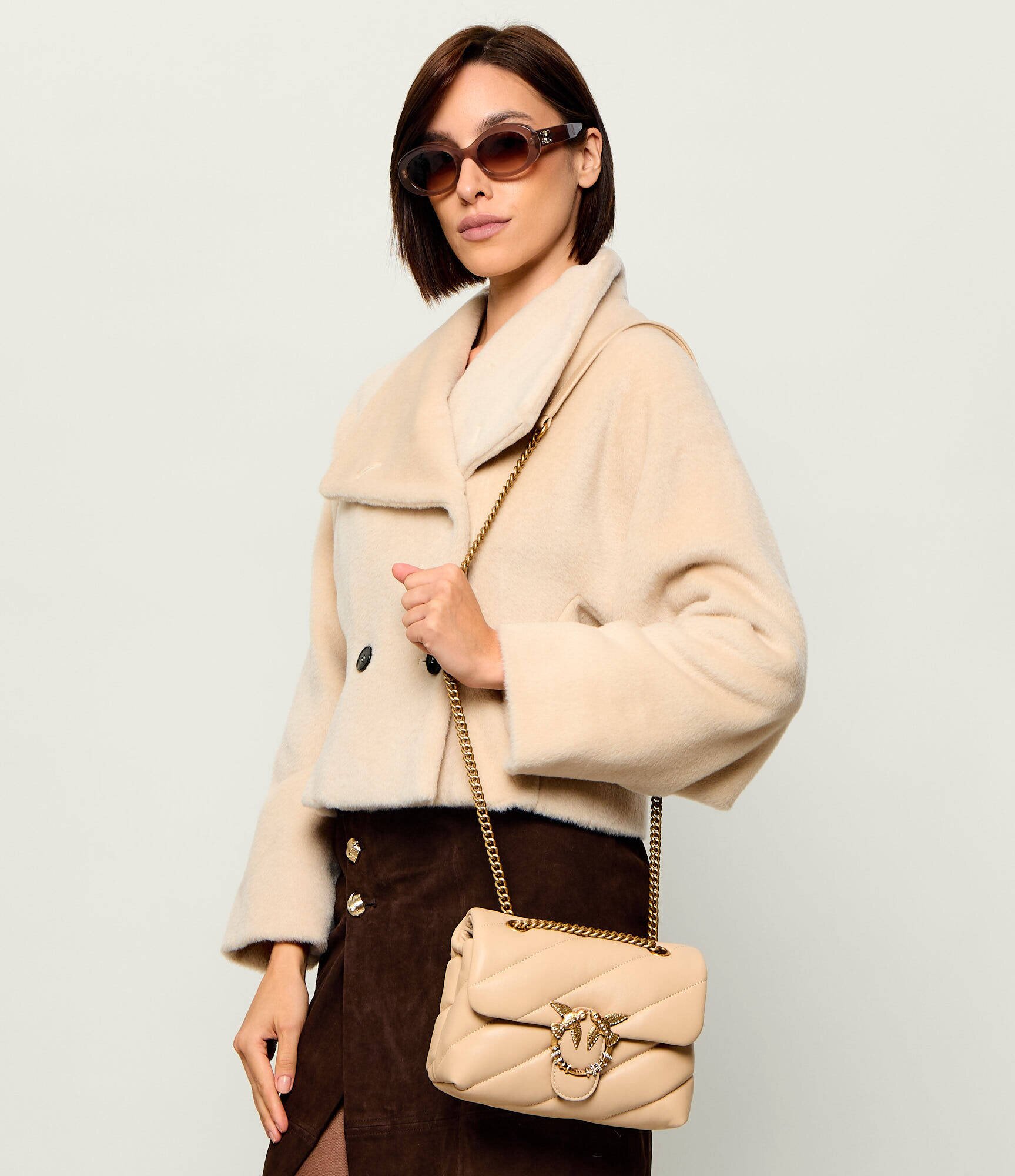 Pinko De piele geantă pe umăr Puff Mini New Buckle