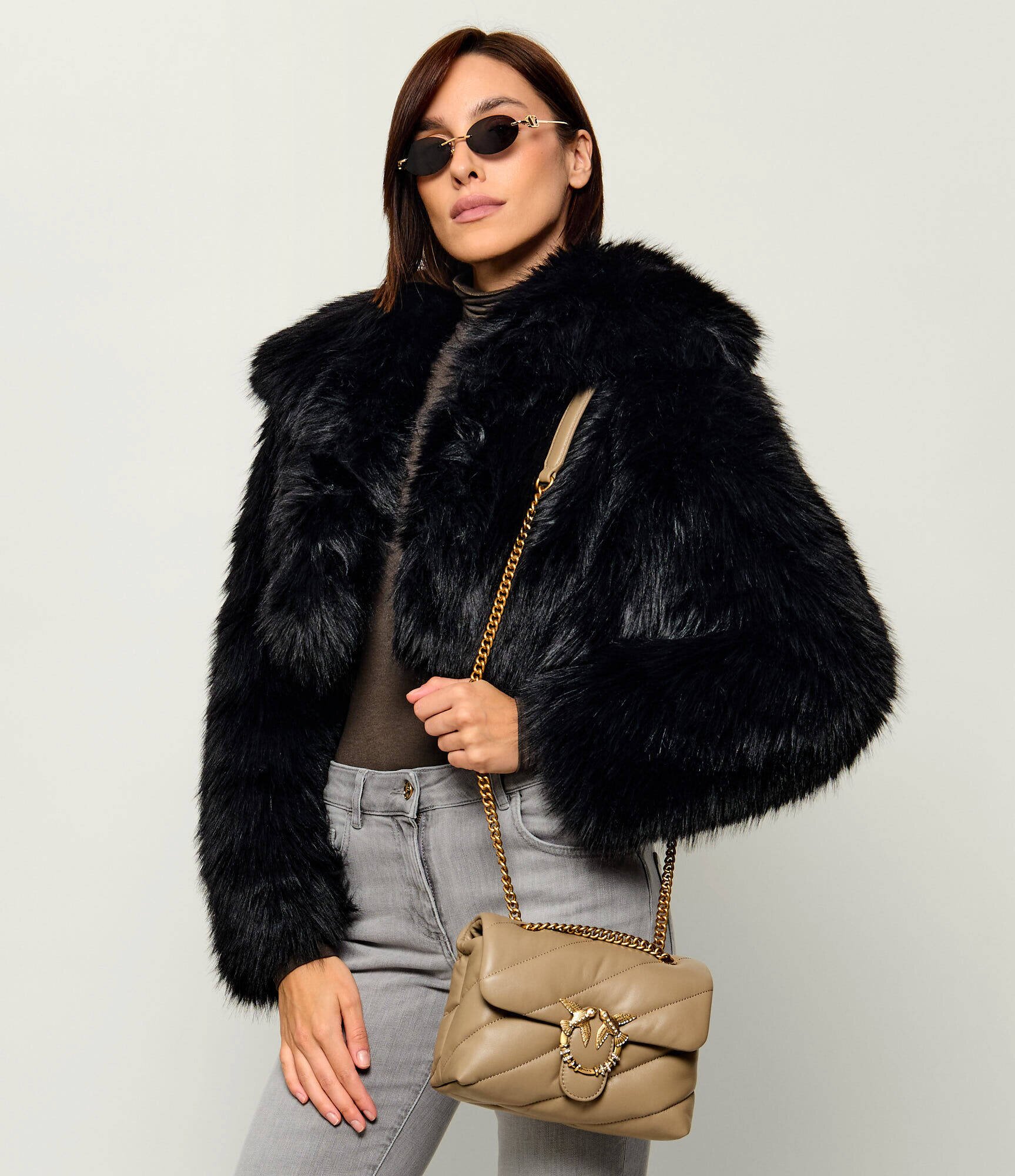 Pinko De piele geantă pe umăr Puff Mini New Buckle