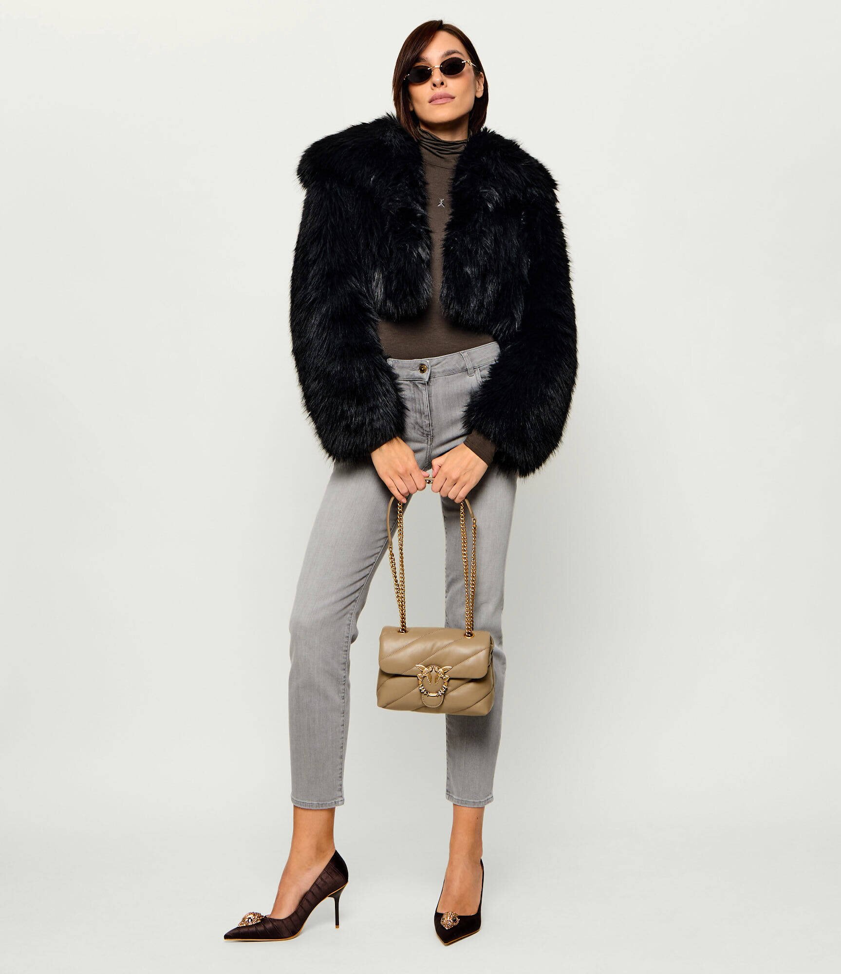 Pinko De piele geantă pe umăr Puff Mini New Buckle