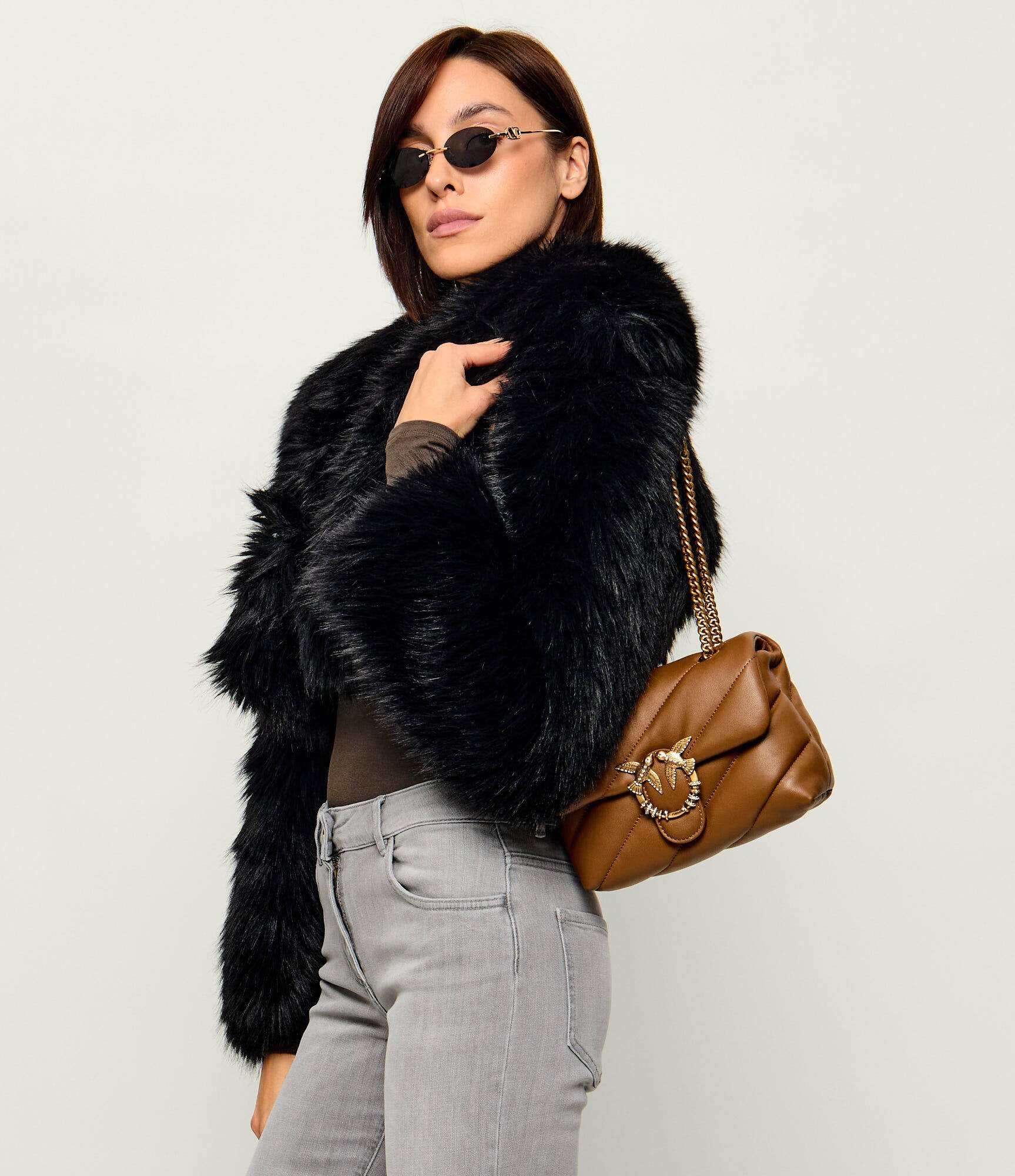 Pinko De piele geantă pe umăr Puff Mini New Buckle