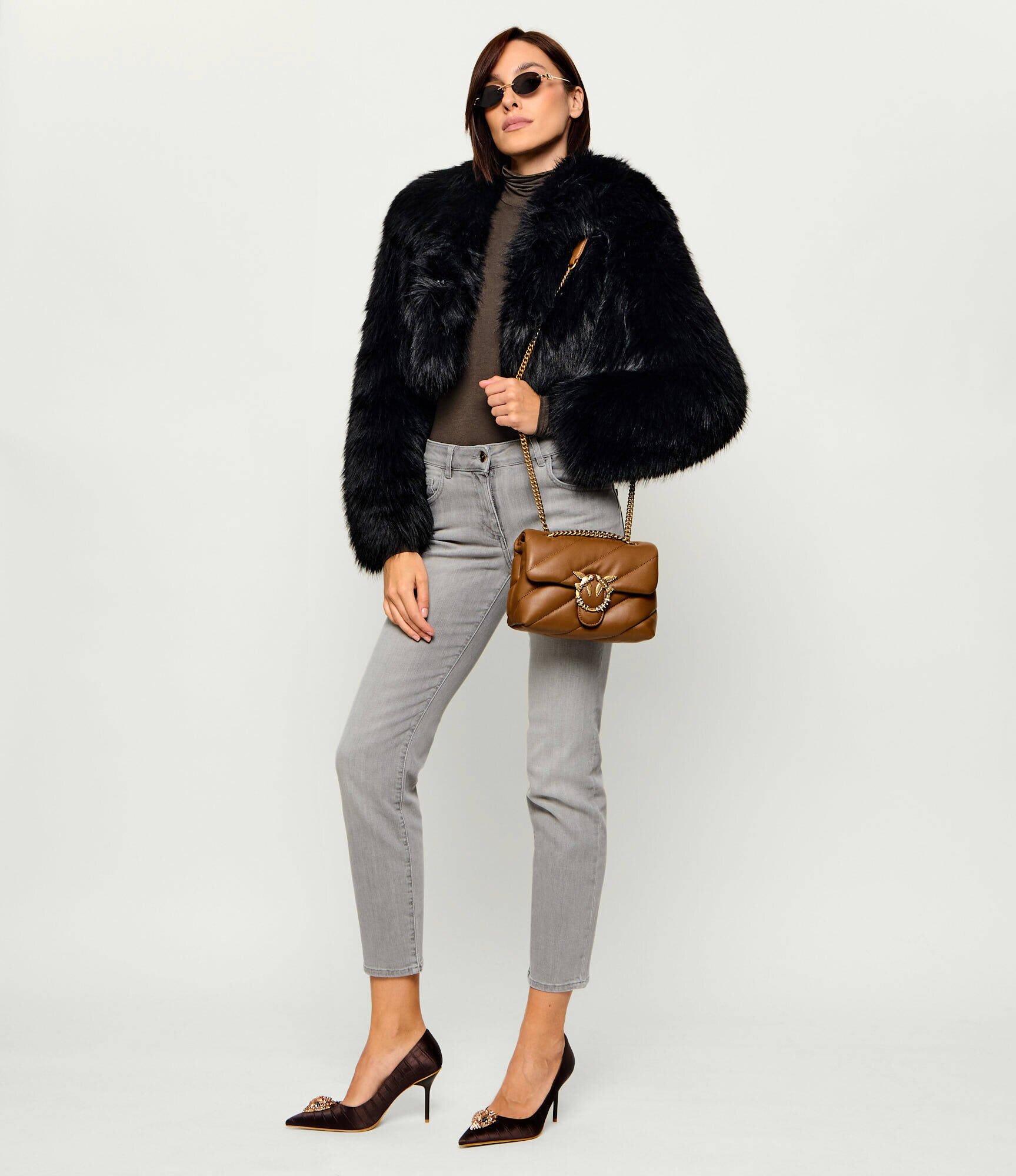 Pinko De piele geantă pe umăr Puff Mini New Buckle