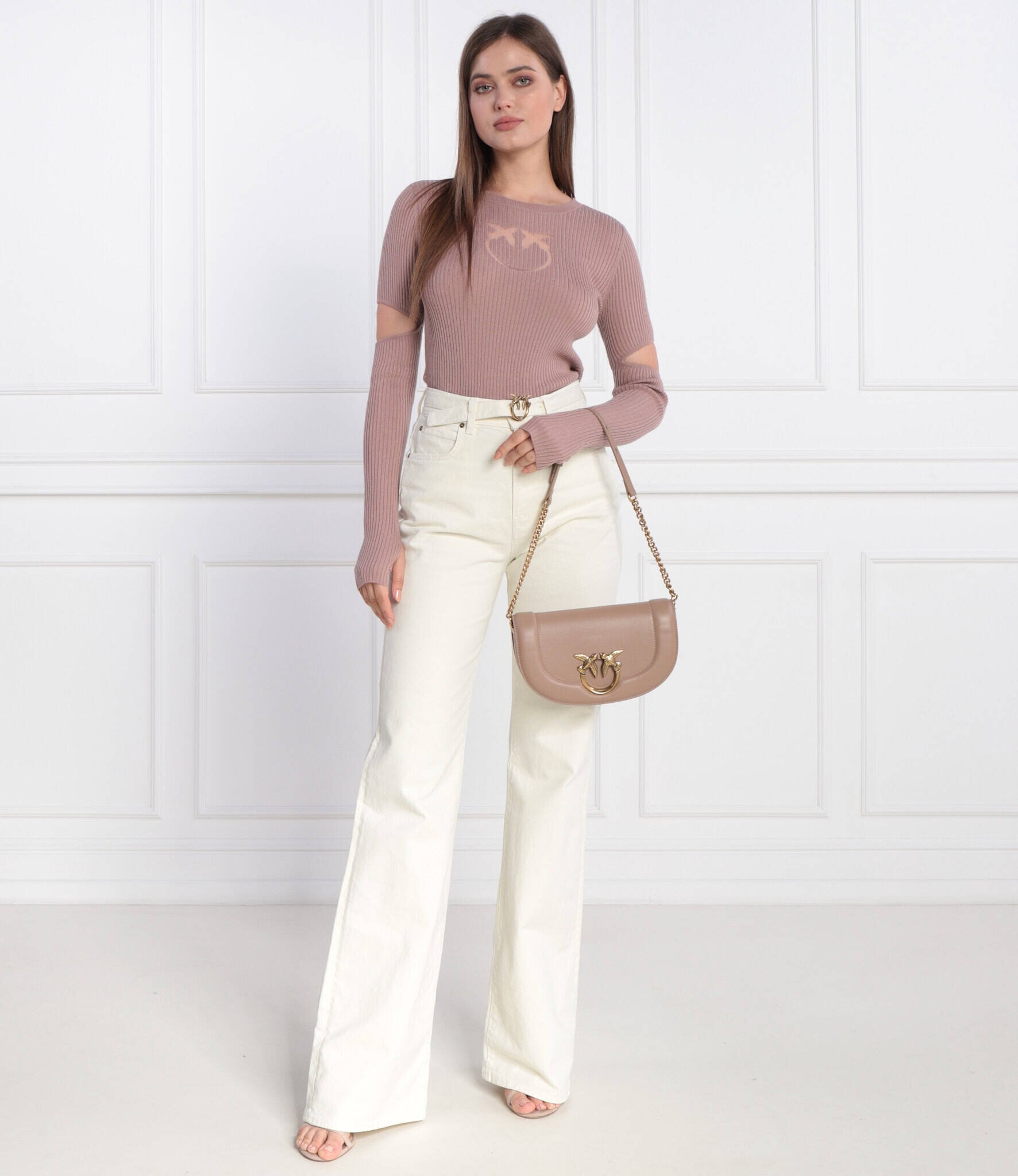 Pinko De piele geantă pe umăr Round Click Mini