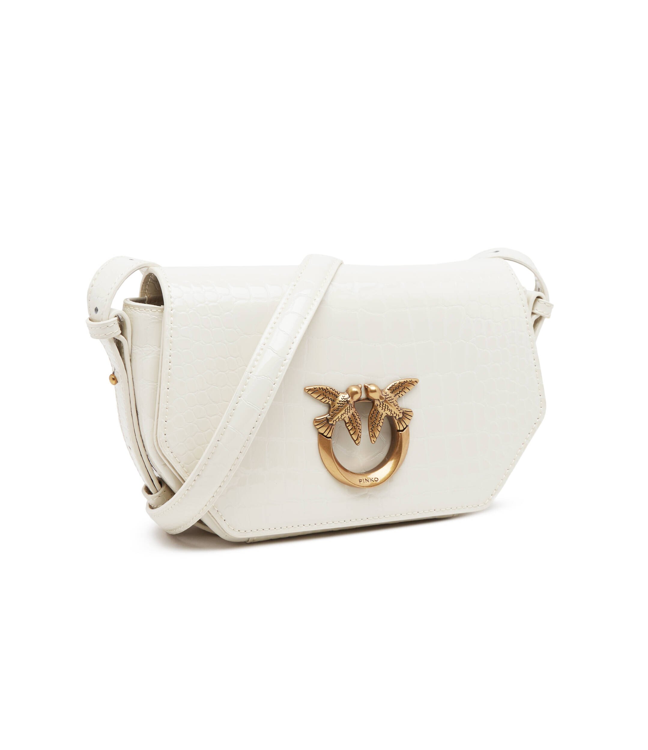Pinko De piele geantă poștaș Love Click Exagon Mini