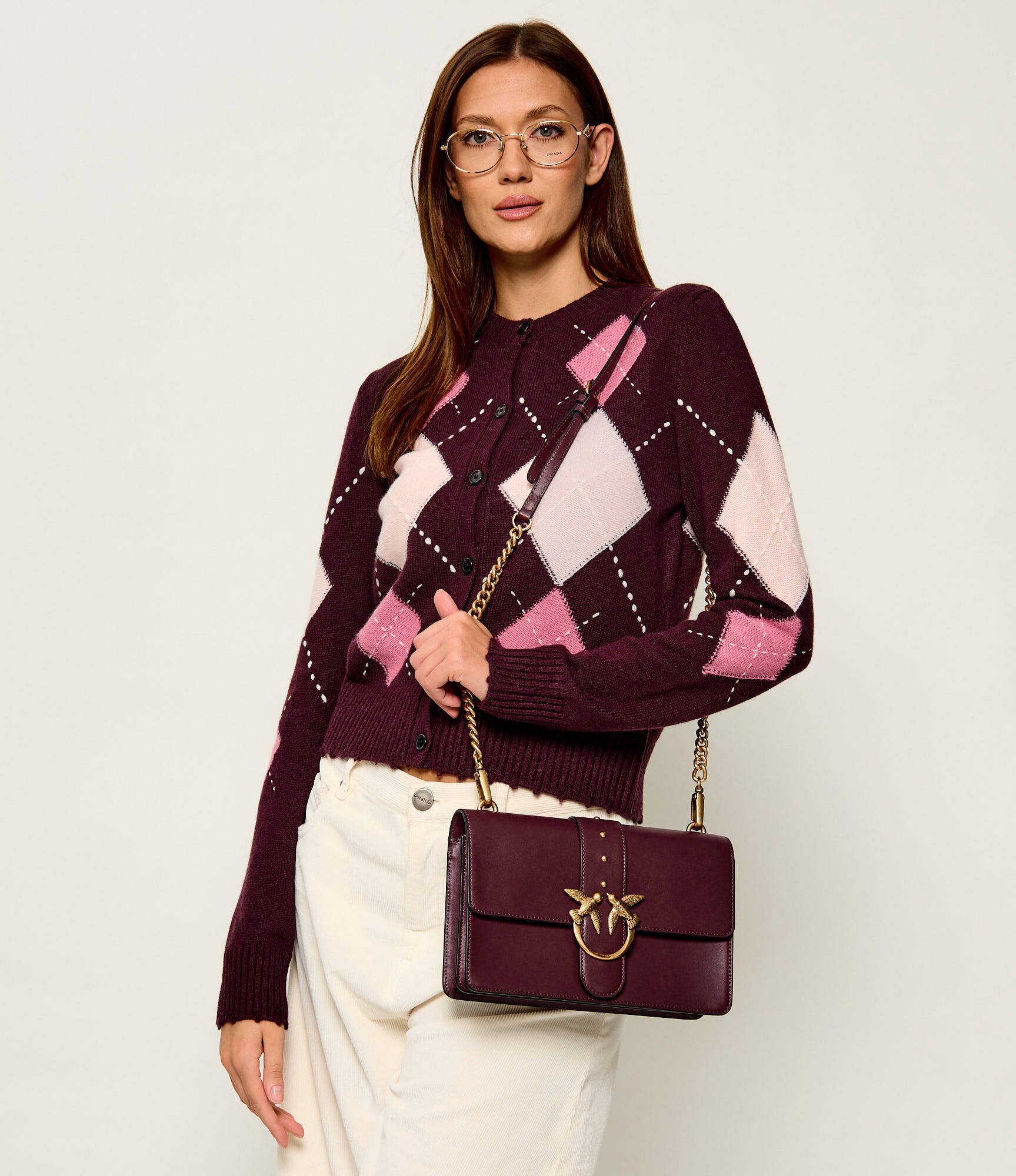 Pinko De piele geantă poștaș Love One Classic