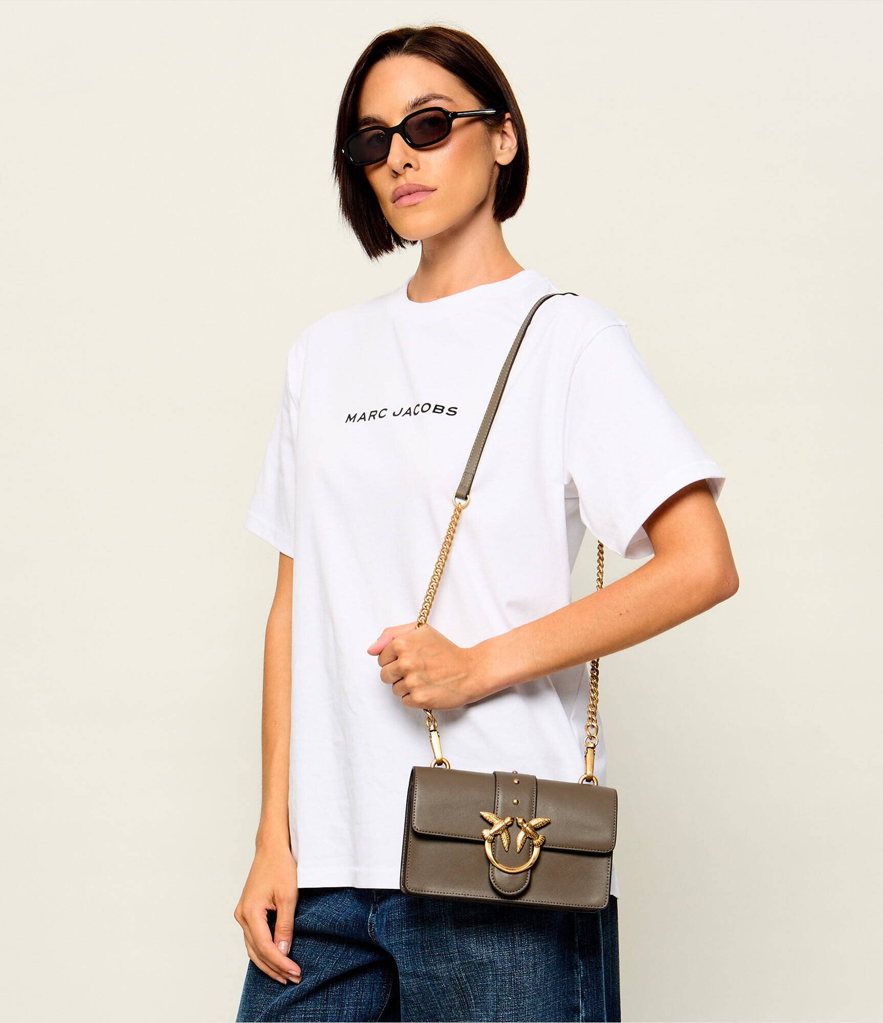 Pinko De piele geantă poștaș Love One Mini