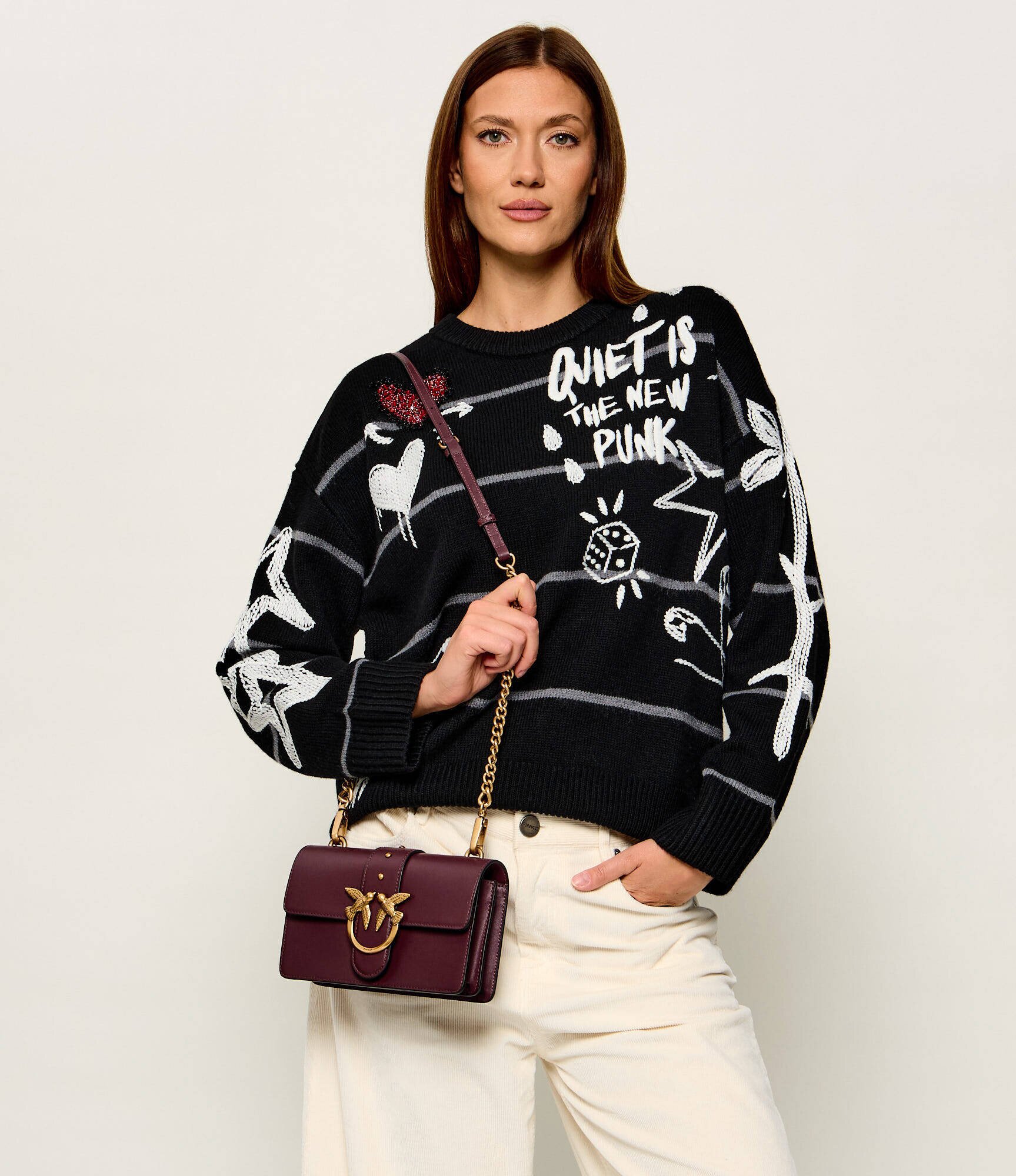 Pinko De piele geantă poștaș Love One Mini Cl