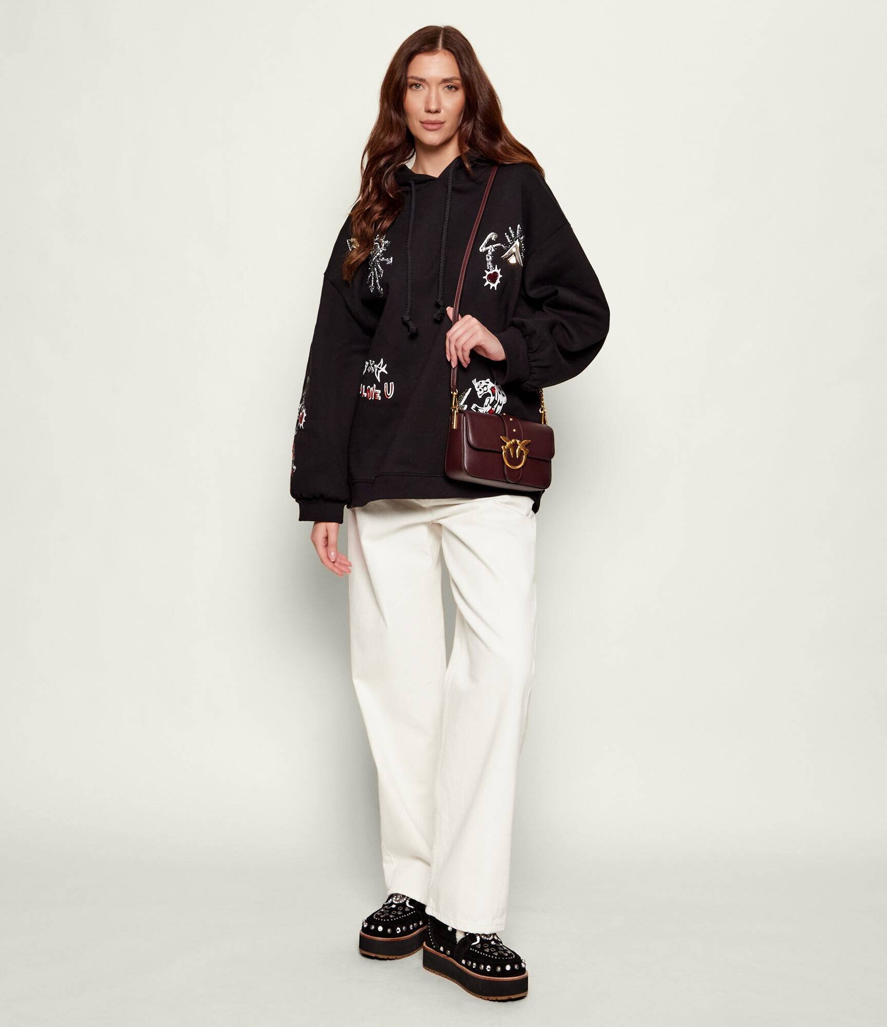 Pinko De piele geantă poștaș LOVE ONE MINI SLOUCHY