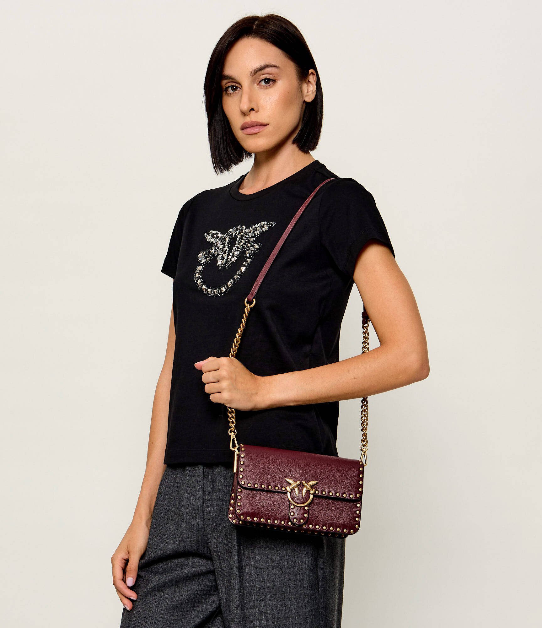 Pinko De piele geantă poștaș Love One Slouchy