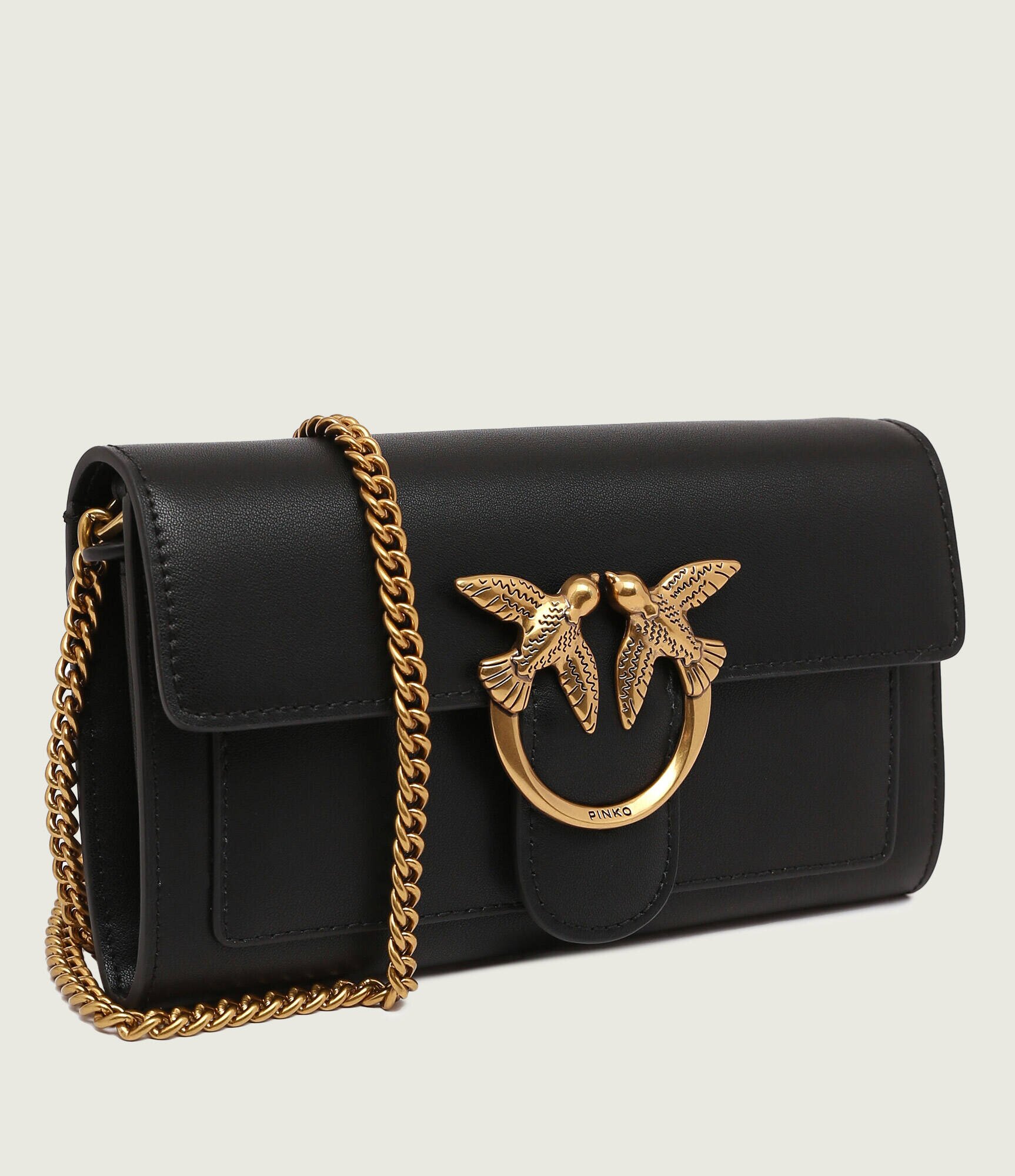 Pinko De piele geantă poștaș LOVE ONE WALLET C VITELLO SETA