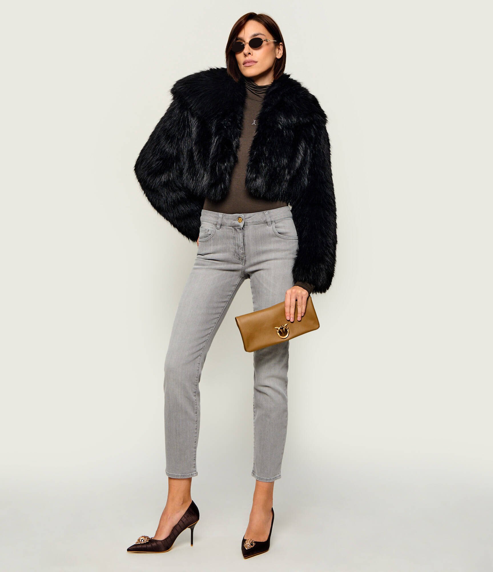 Pinko De piele geantă poștaș/poșetă plic Click Soft Horizontal Classic
