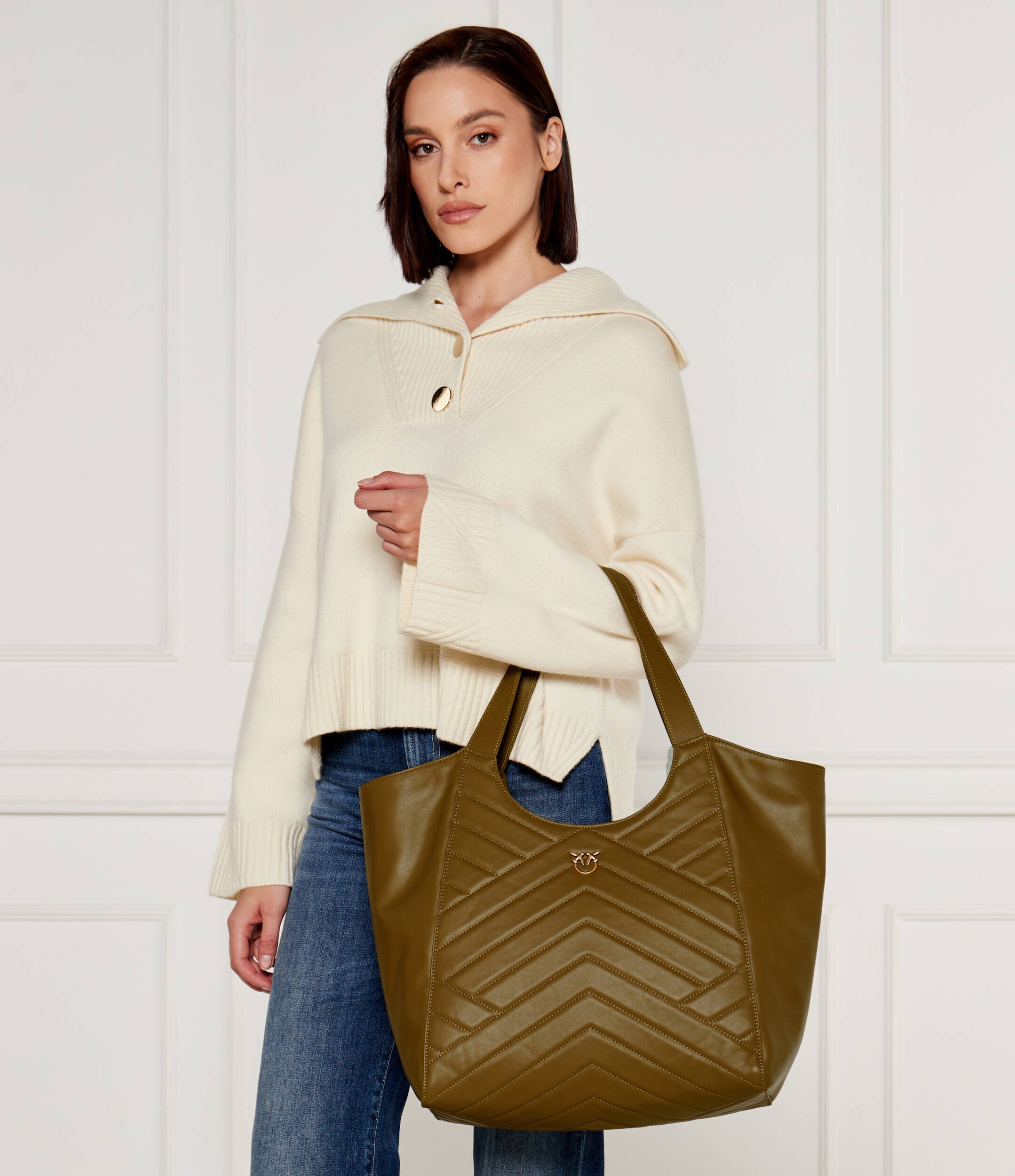 Pinko De piele geantă shopper Puzzle