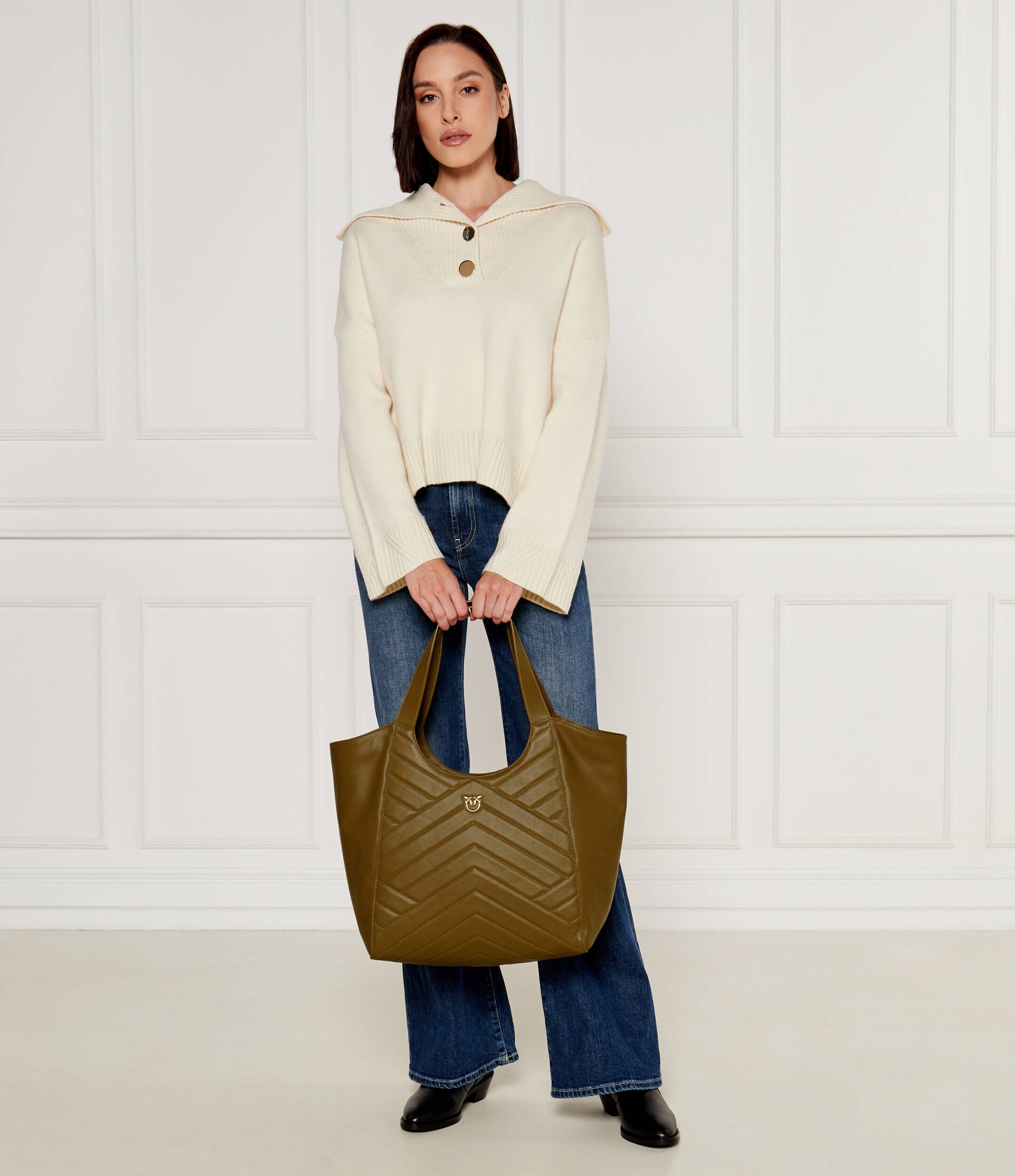 Pinko De piele geantă shopper Puzzle