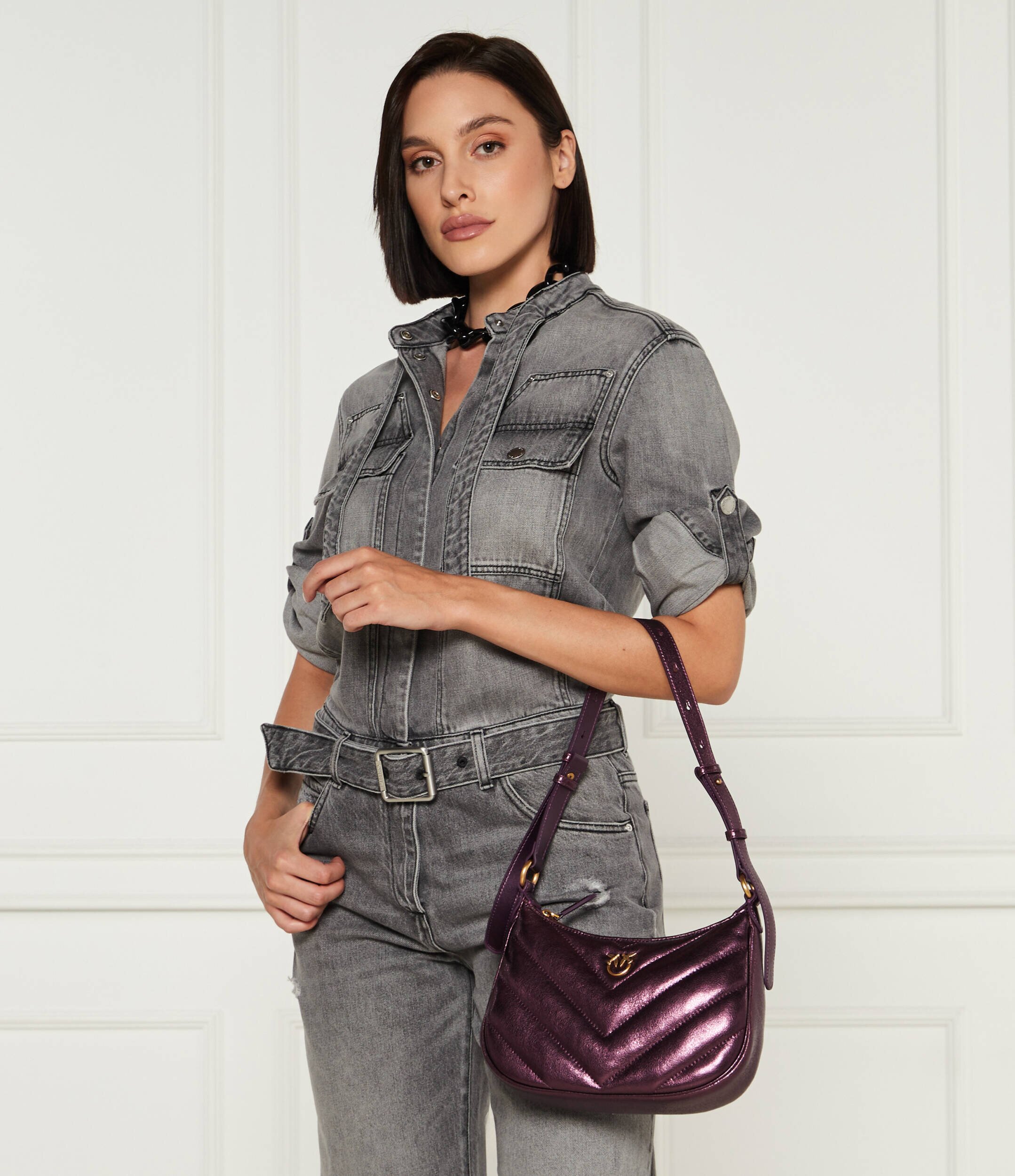 Pinko De piele hobo Half Moon Mini