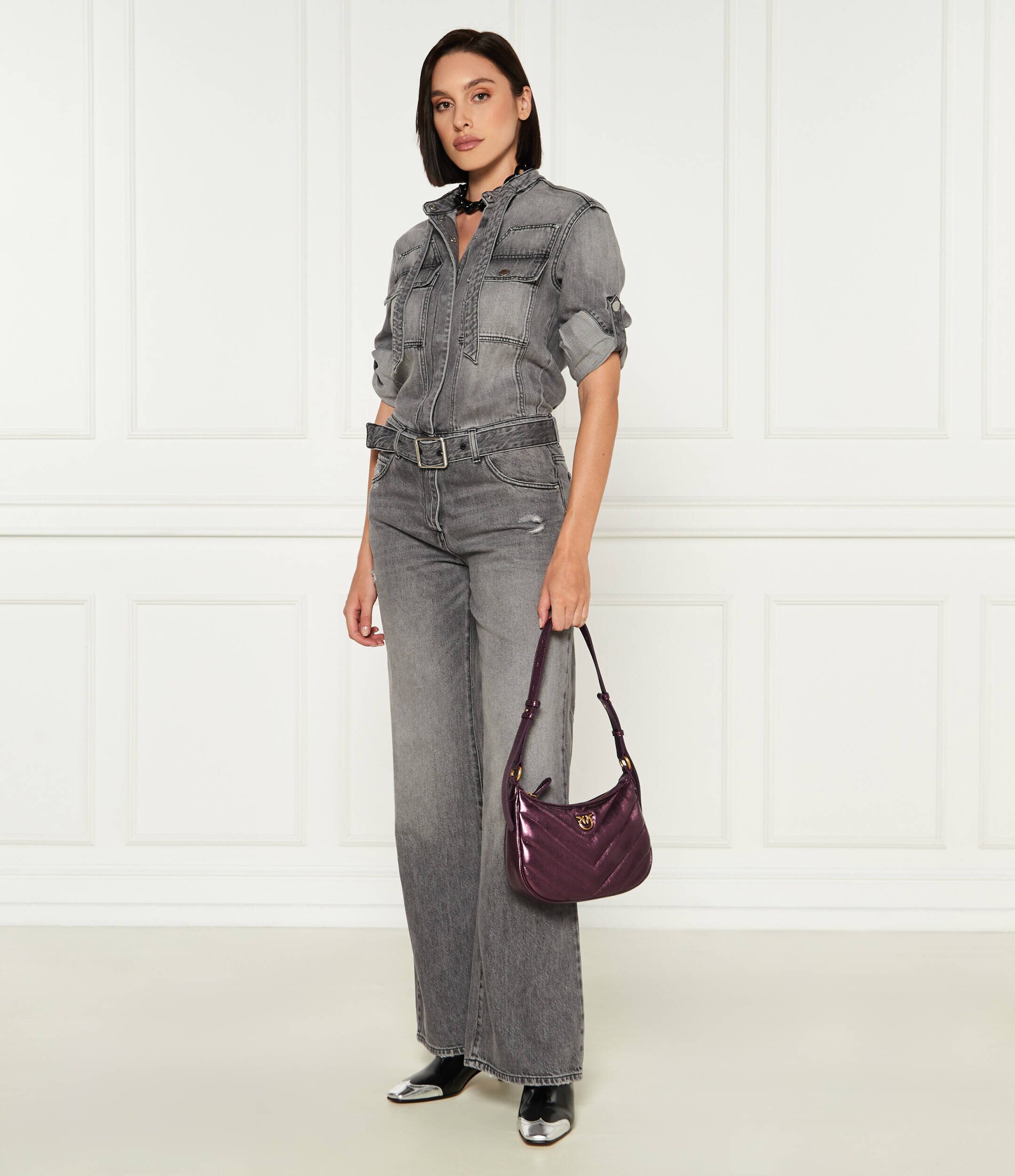 Pinko De piele hobo Half Moon Mini