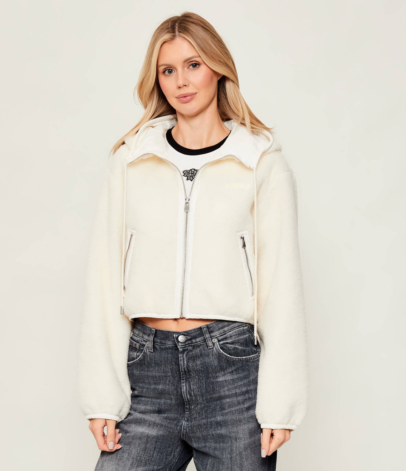 Pinko Din fleece geacă Milagros | Cropped Fit cu adaos de lână