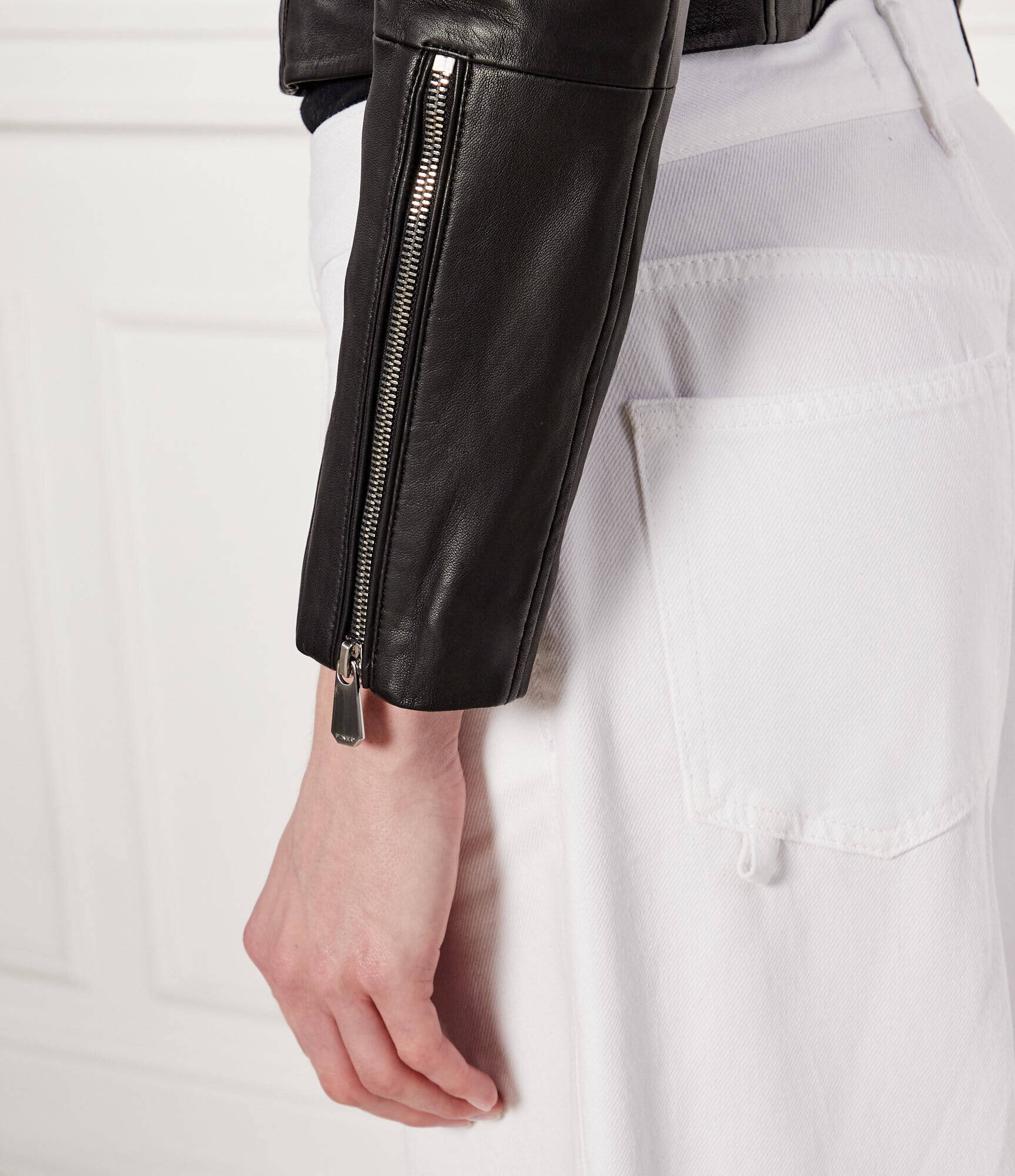 Pinko Geacă de piele Borderline | Slim Fit
