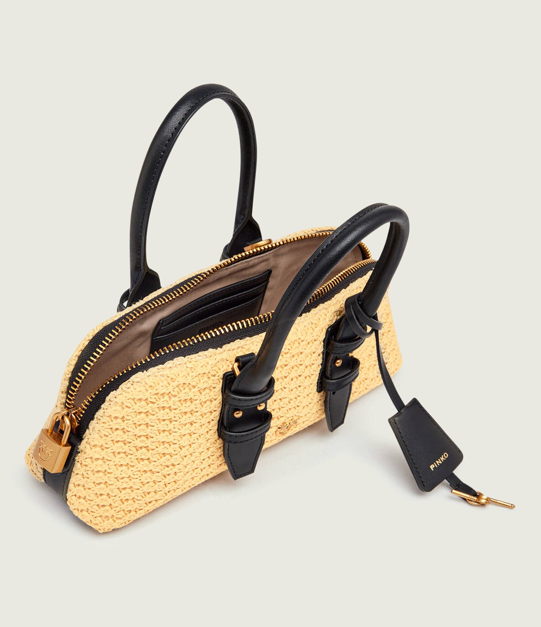 Pinko Geantă pe umăr BOWLING BAG cu adaos de piele