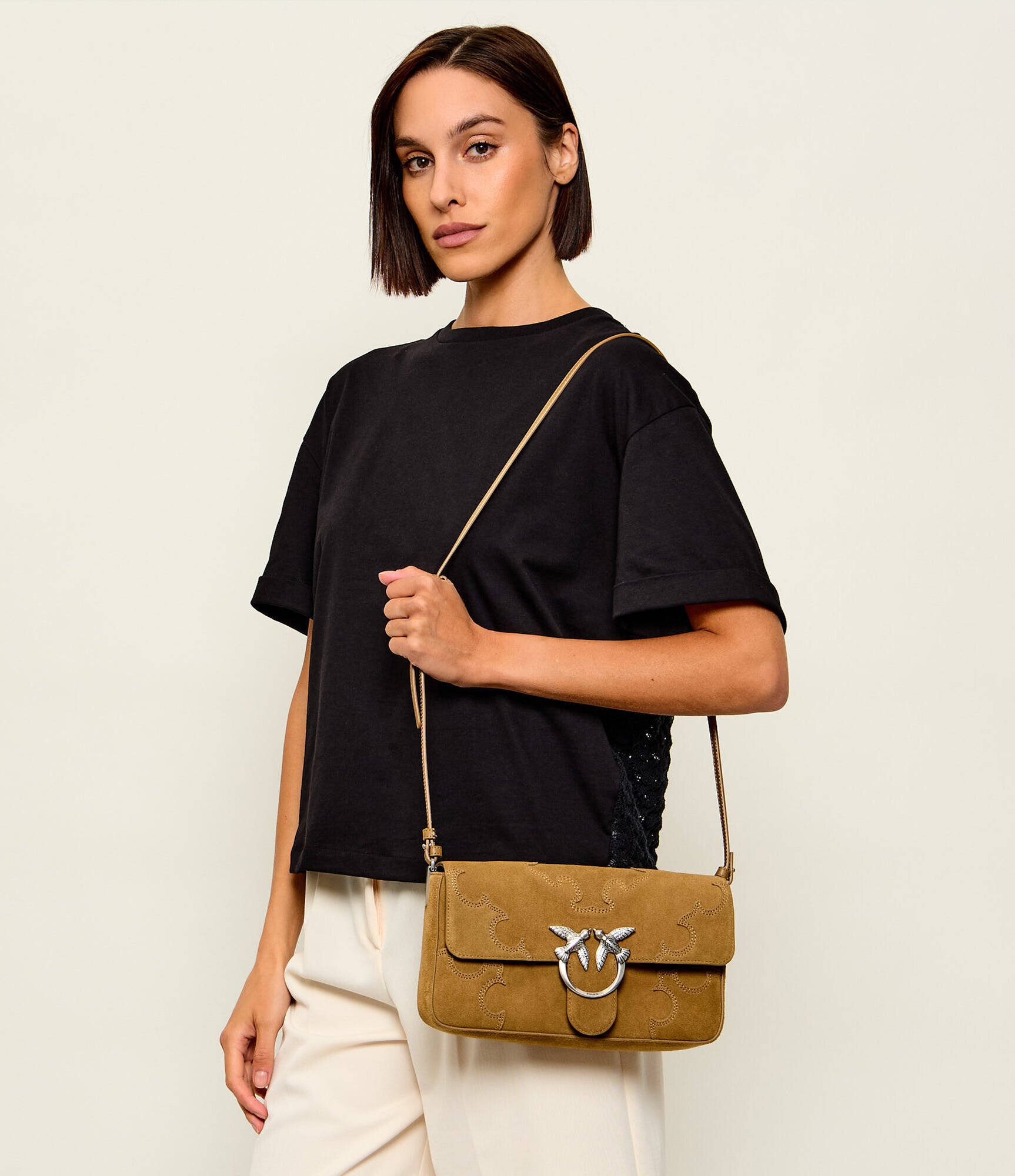 Pinko Geantă pe umăr LOVE ONE SLOUCHY CLASSIC | piele întoarsă