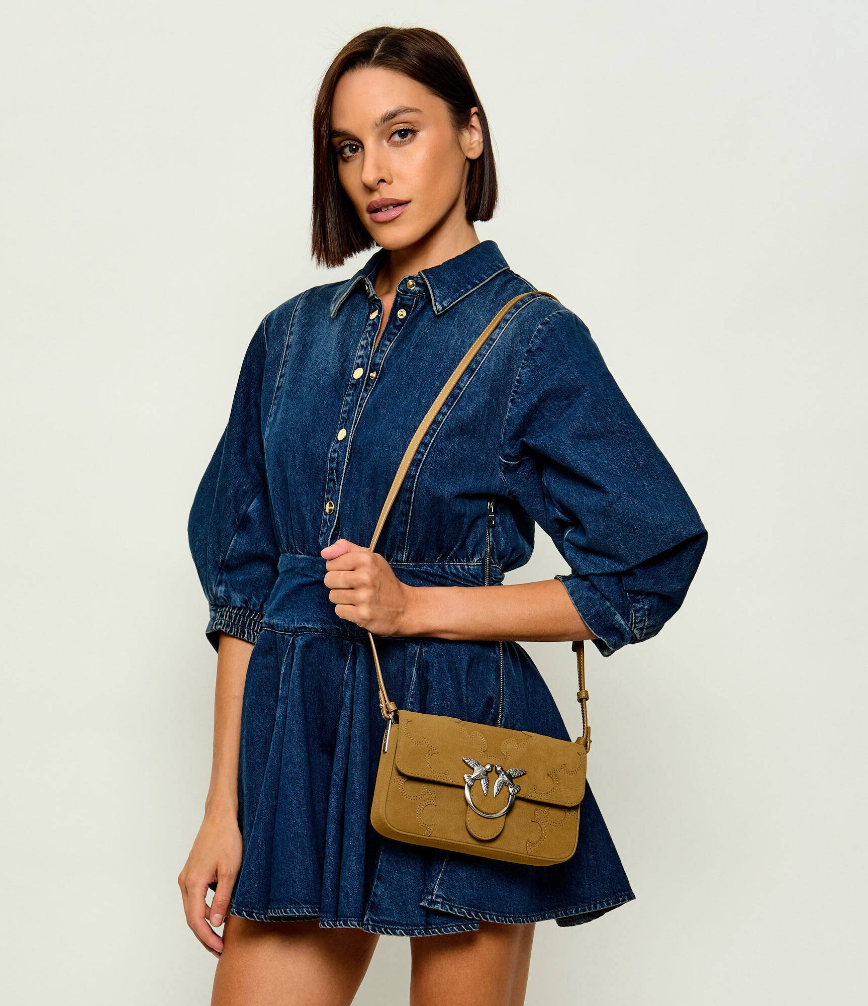 Pinko Geantă pe umăr LOVE ONE SLOUCHY MINI | piele întoarsă