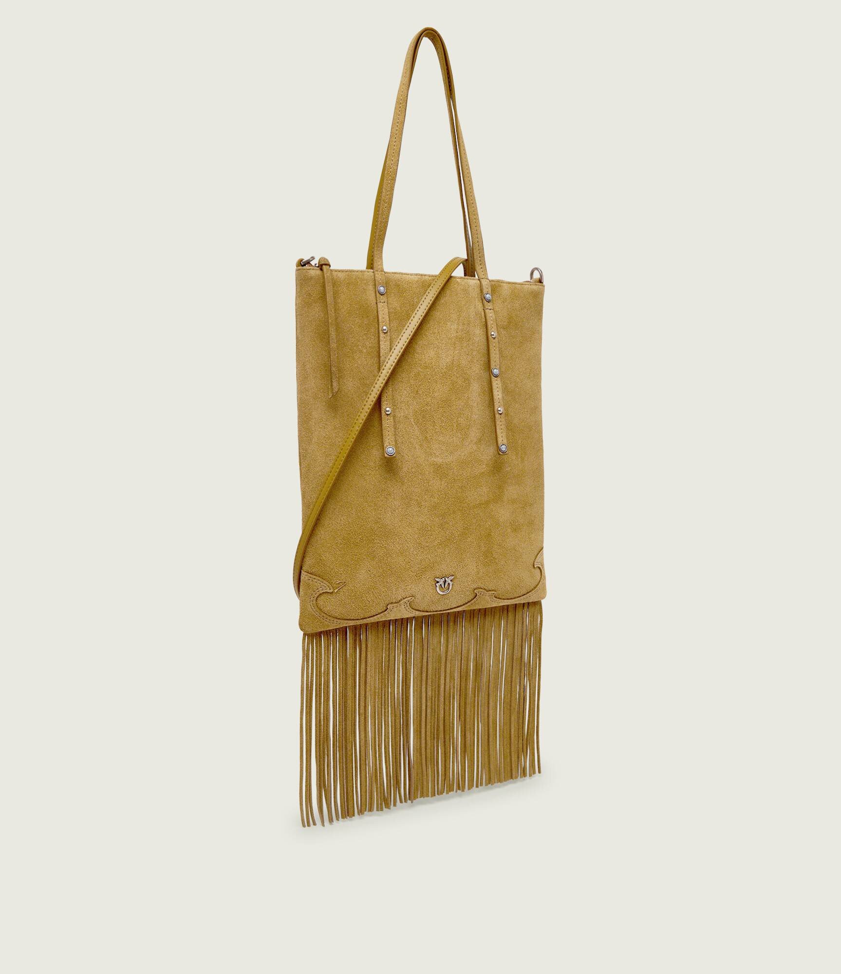 Pinko Geantă pe umăr MINI SHOPPER FRINGES | piele întoarsă