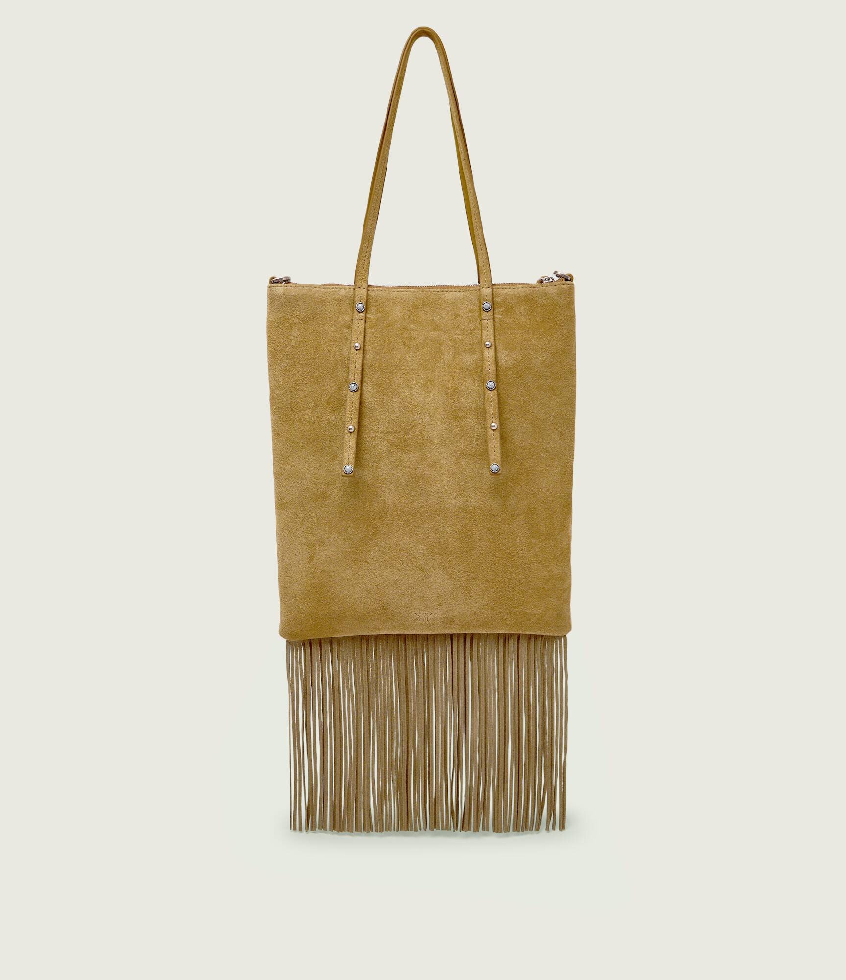 Pinko Geantă pe umăr MINI SHOPPER FRINGES | piele întoarsă
