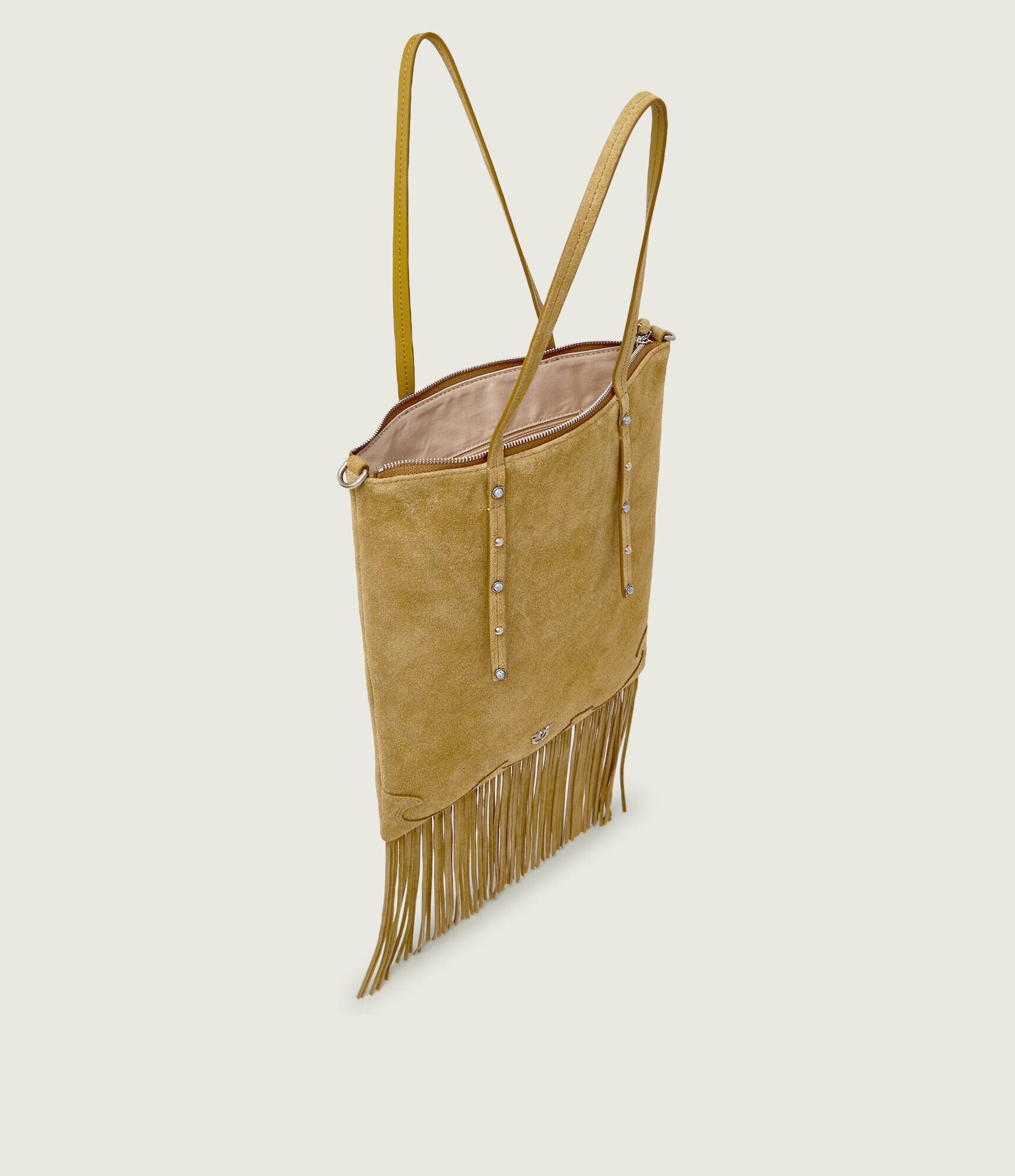 Pinko Geantă pe umăr MINI SHOPPER FRINGES | piele întoarsă