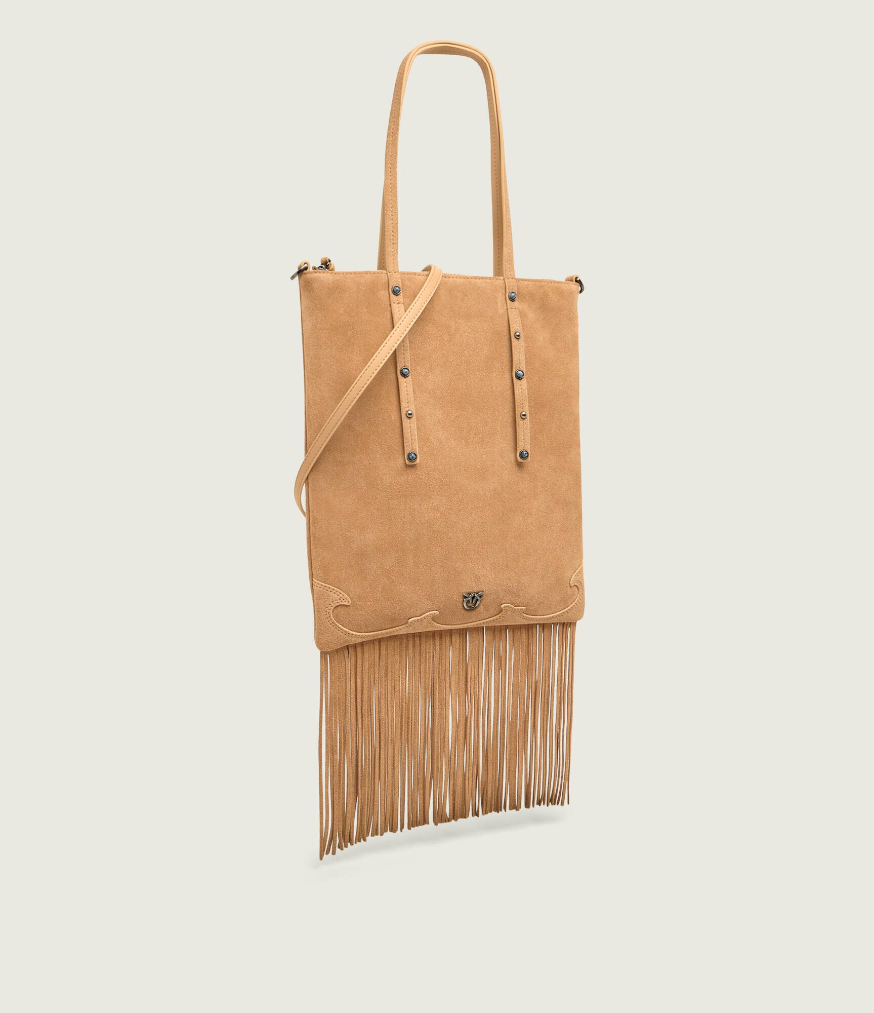 Pinko Geantă pe umăr MINI SHOPPER FRINGES | piele întoarsă