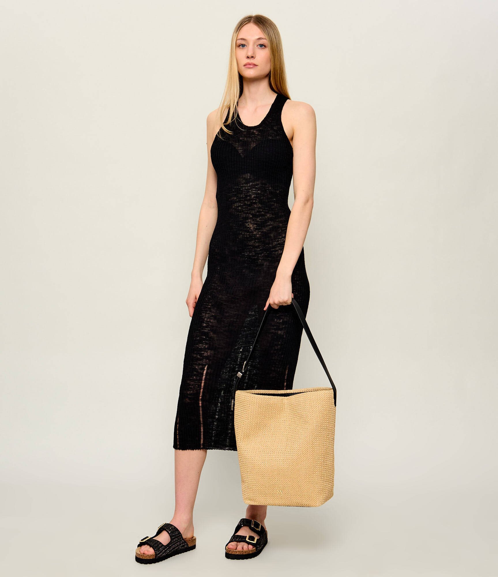 Pinko Geantă shopper Bucket Big Trittico cu adaos de piele