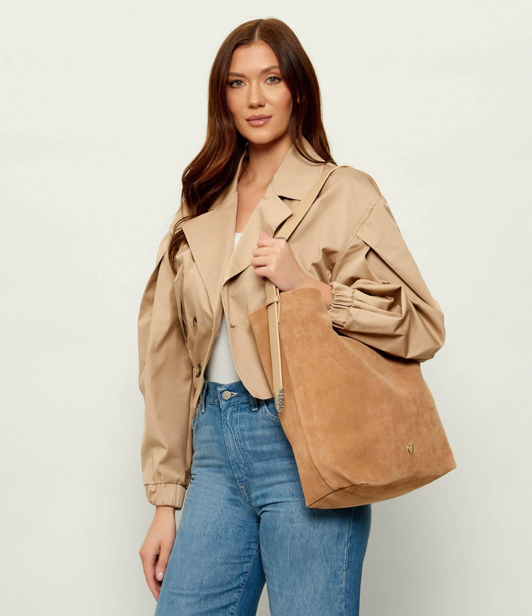 Pinko Geantă shopper BUCKET BIG TRITTICO | piele întoarsă