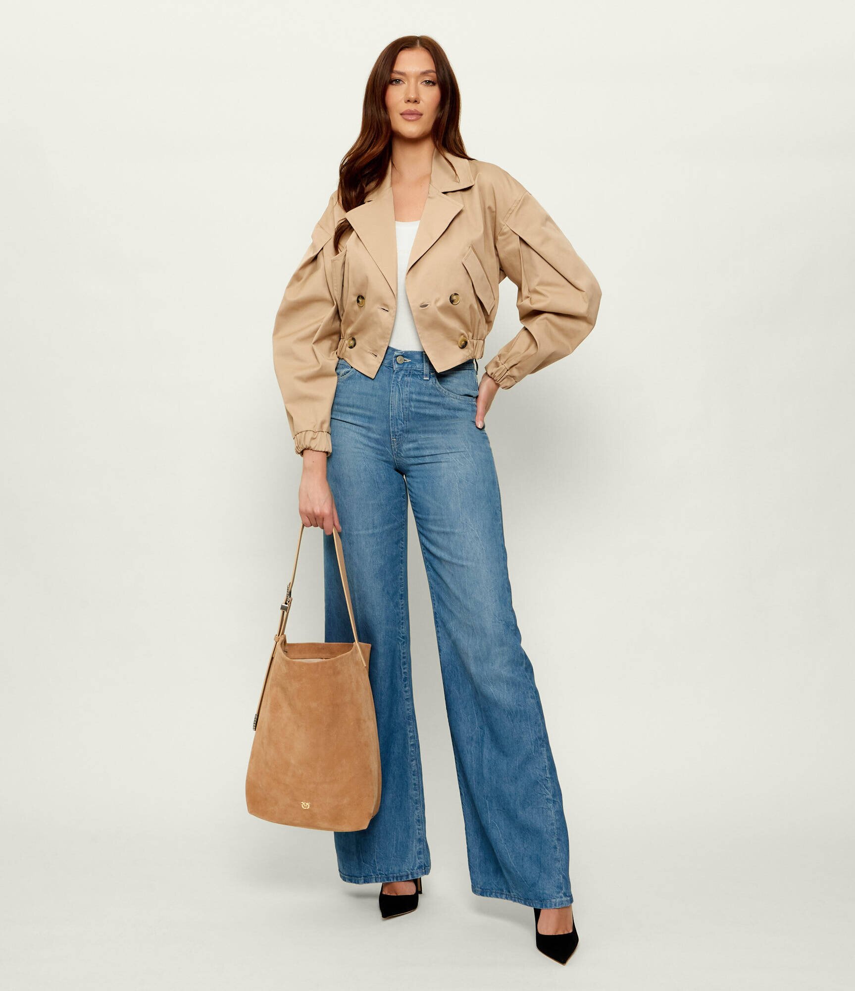 Pinko Geantă shopper BUCKET BIG TRITTICO | piele întoarsă
