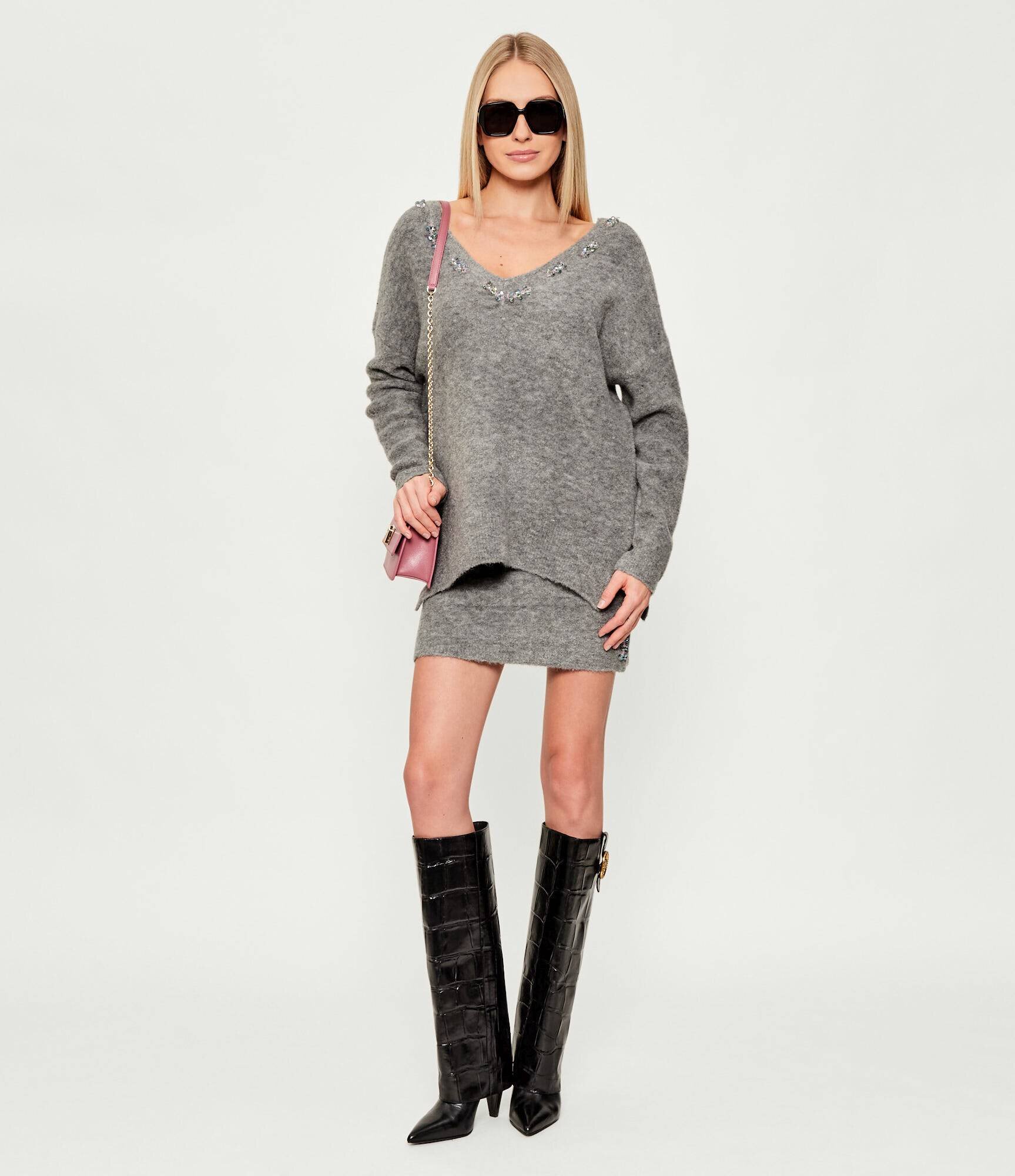 Pinko Pulover DANCING QUEEN | Oversize fit cu adaos de lână