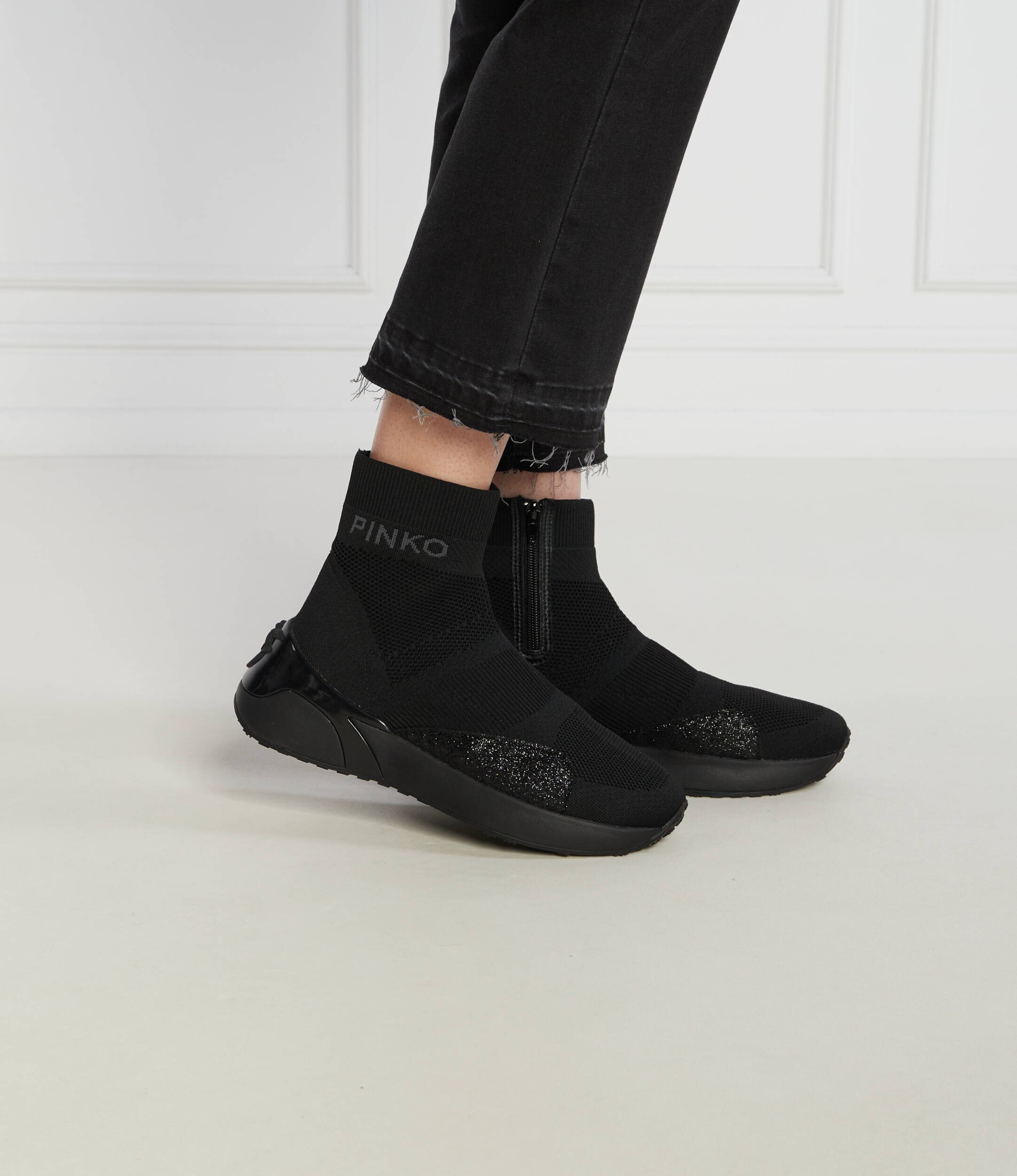 Pinko Sneakers Stockton cu adaos de piele