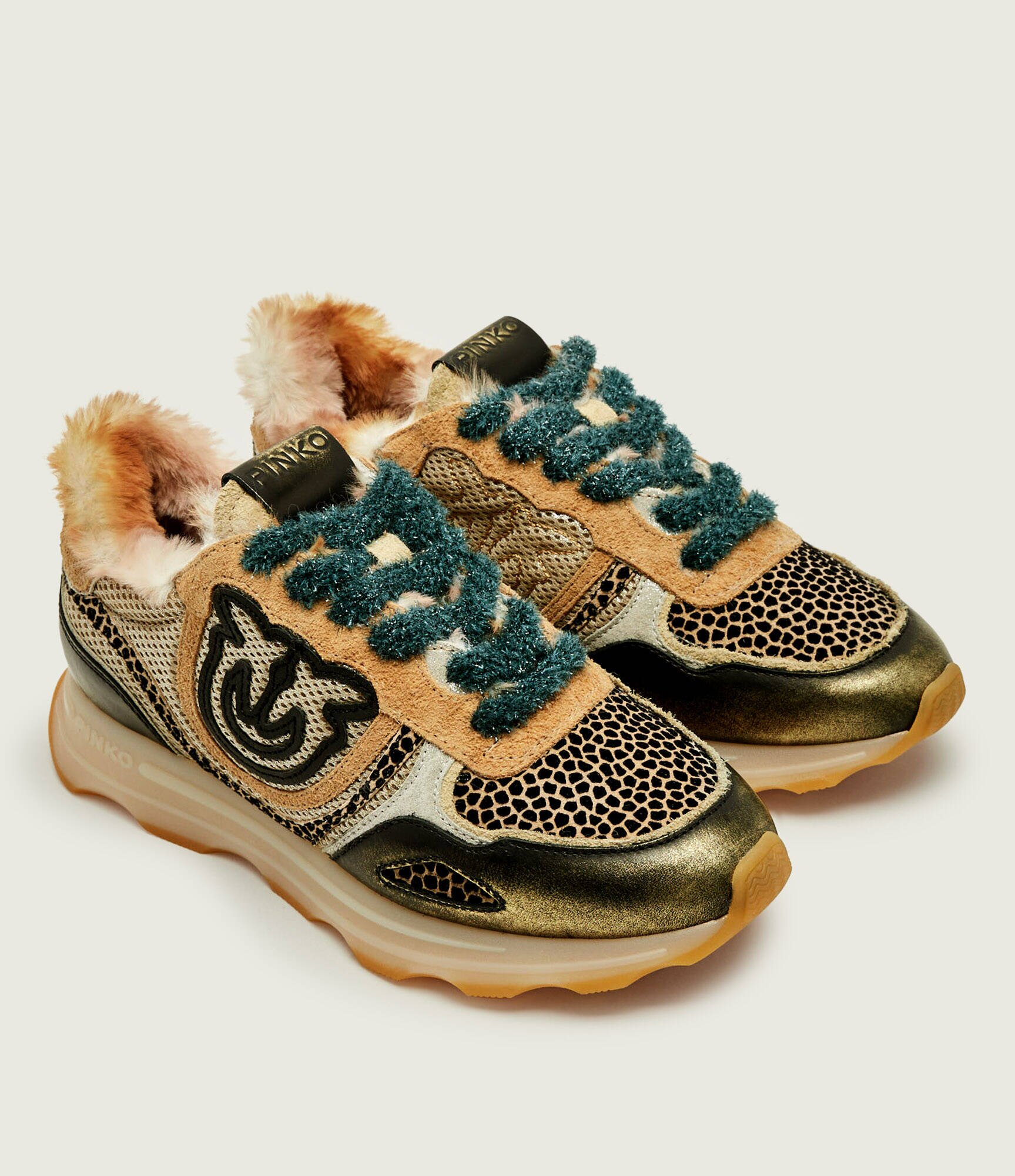 Pinko Sneakers Zoe 12 | shearling | piele întoarsă cu adaos de piele