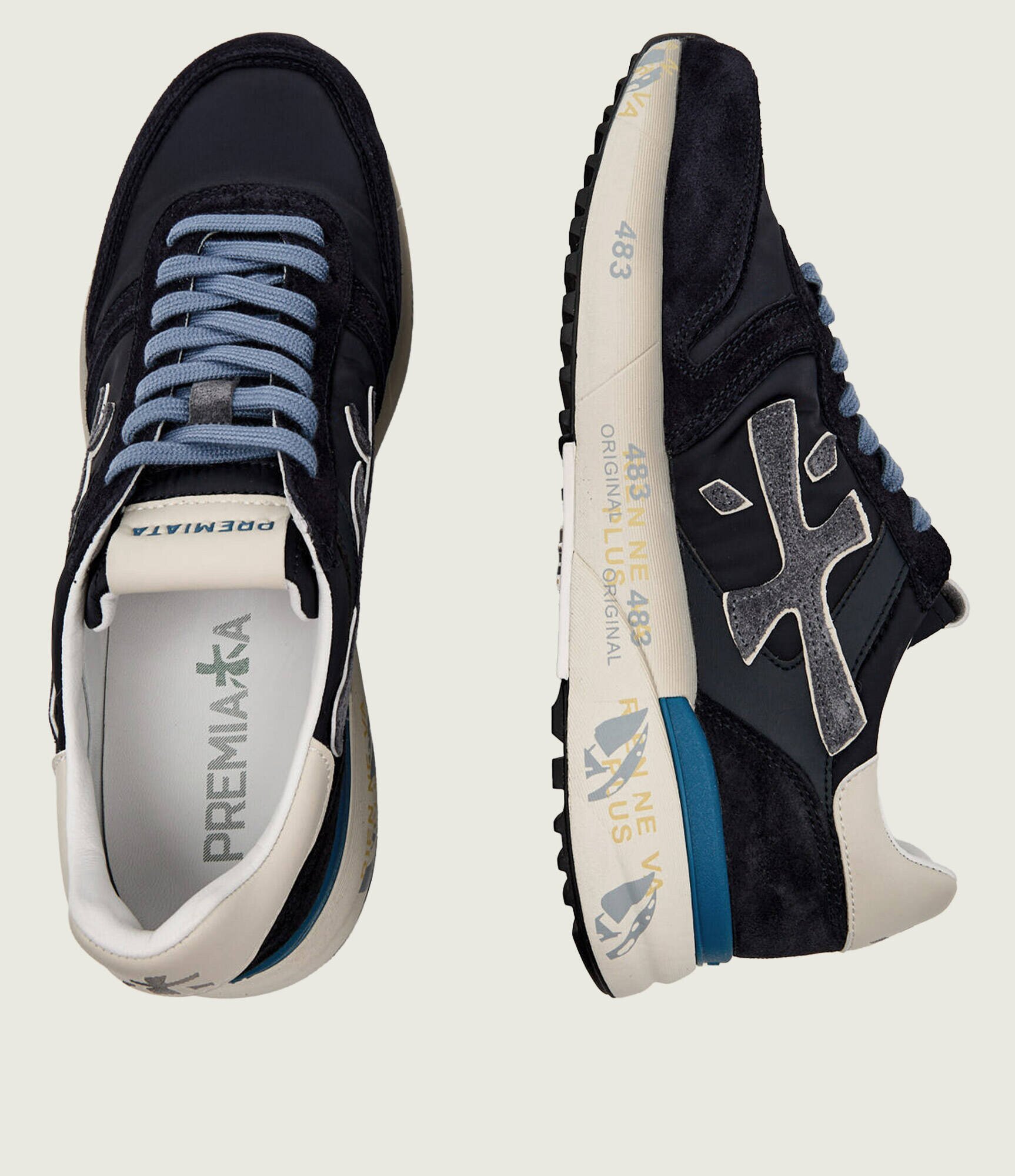 Premiata Sneakers MICK cu adaos de piele