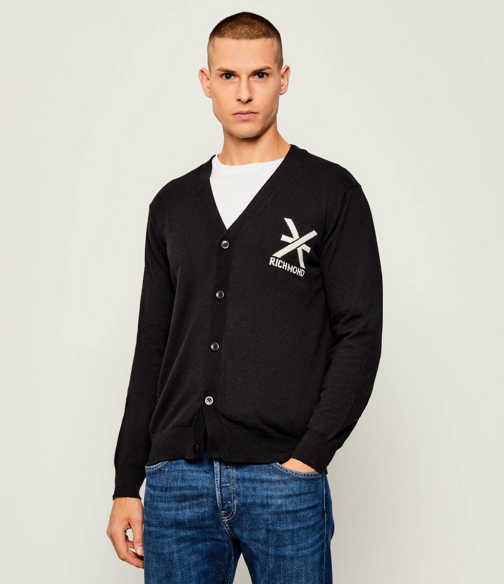 Richmond X Cardigan BEJENA | regular fit cu adaos de lână