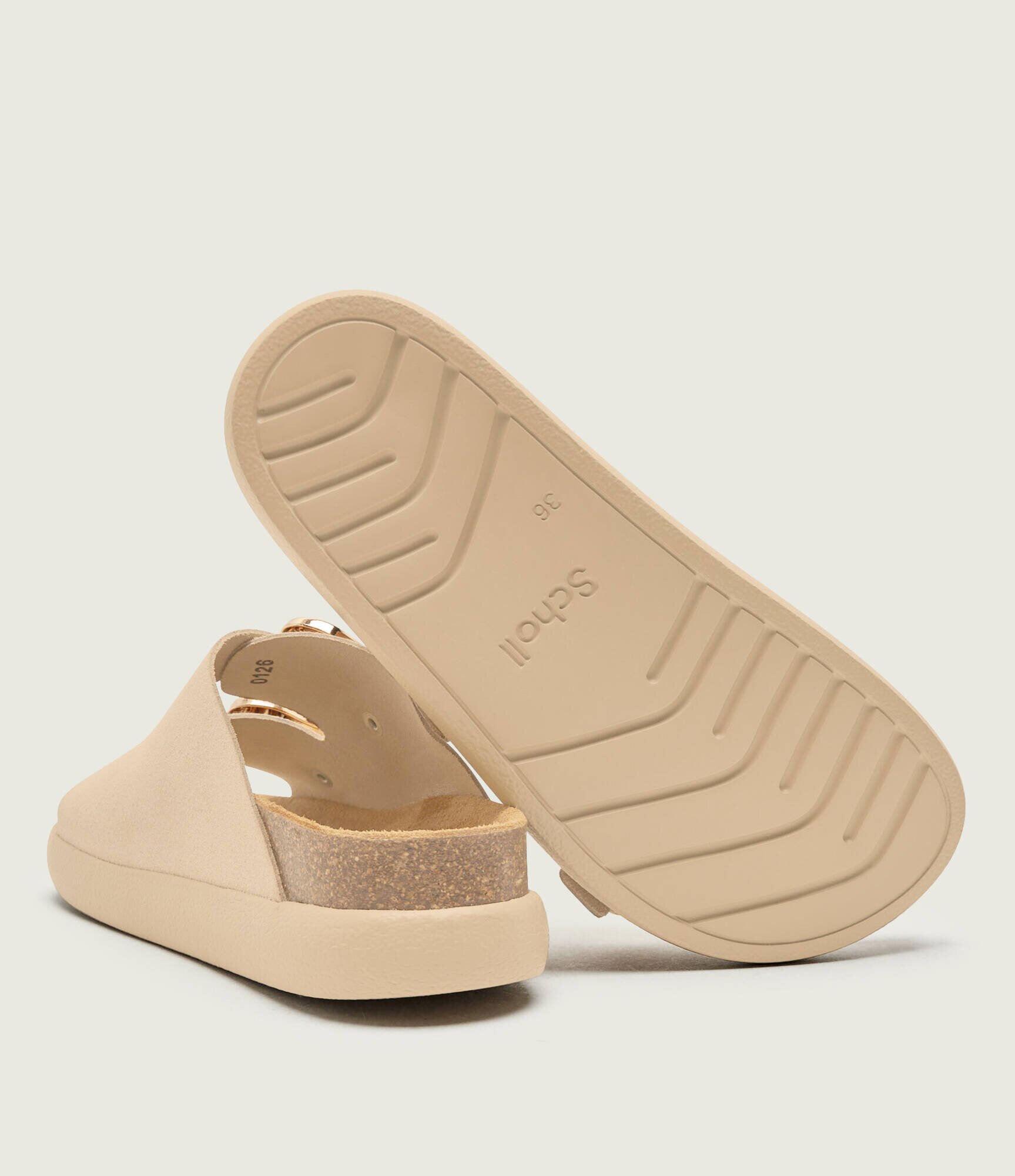 Scholl Șlapi Flora 2 Straps Chunky | piele întoarsă