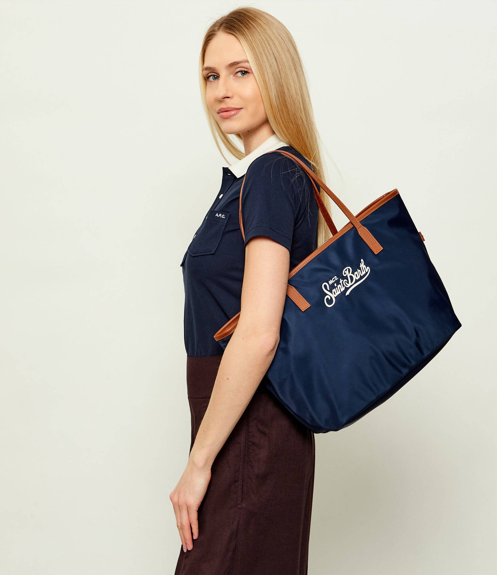 ST.Barth Geantă shopper CITY cu adaos de piele