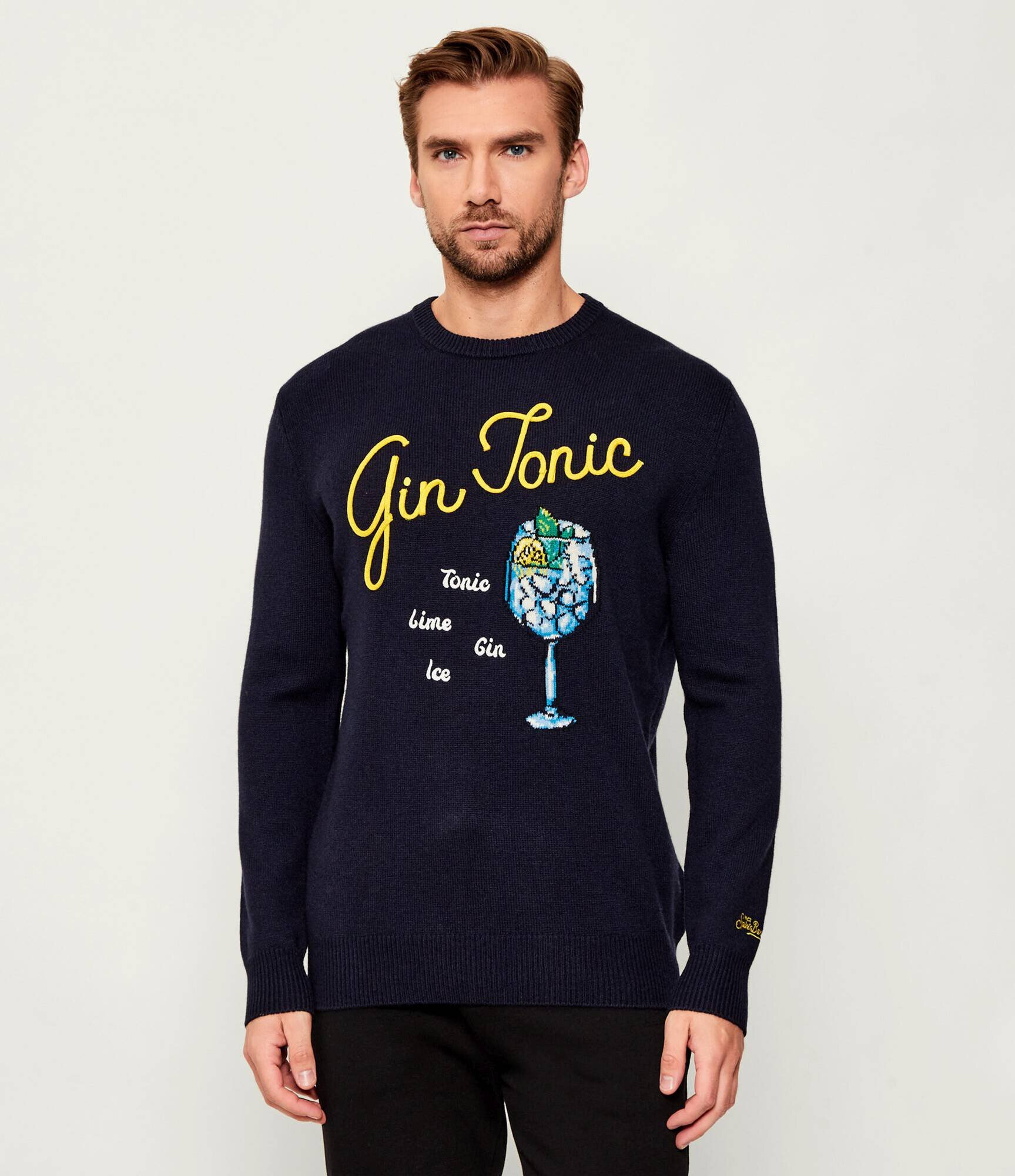 ST.Barth Pulover Heron DRINK GIN | regular fit cu adaos de lână și cașmir